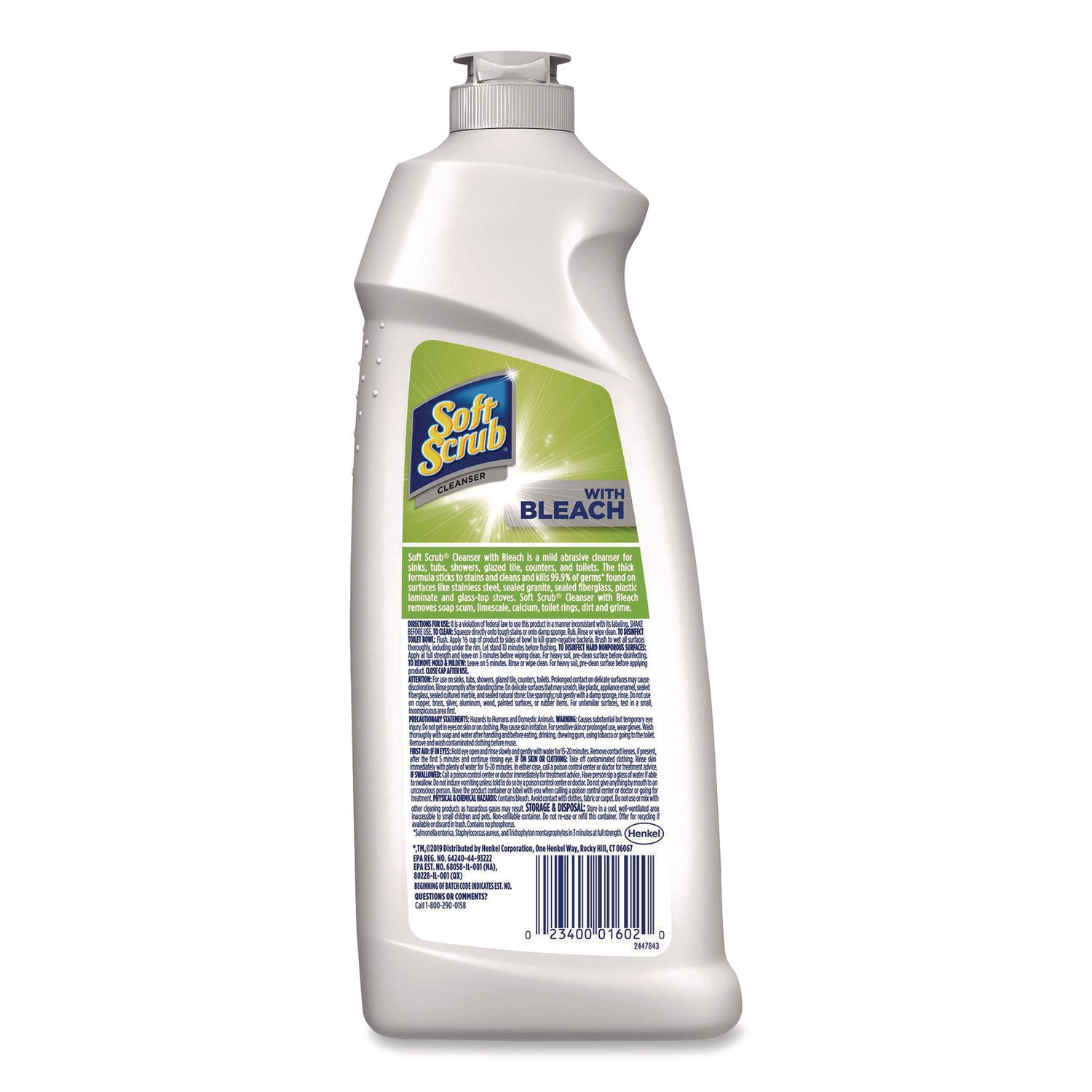 Soft Scrub Bleach Cleanser - For Multipurpose - 24 fl oz (0.8 quart) - Fresh Scent - Scratch Resistant, Disinfectant, Abrasive, Anti-bacterial, Kill Germs - White - 1 Each