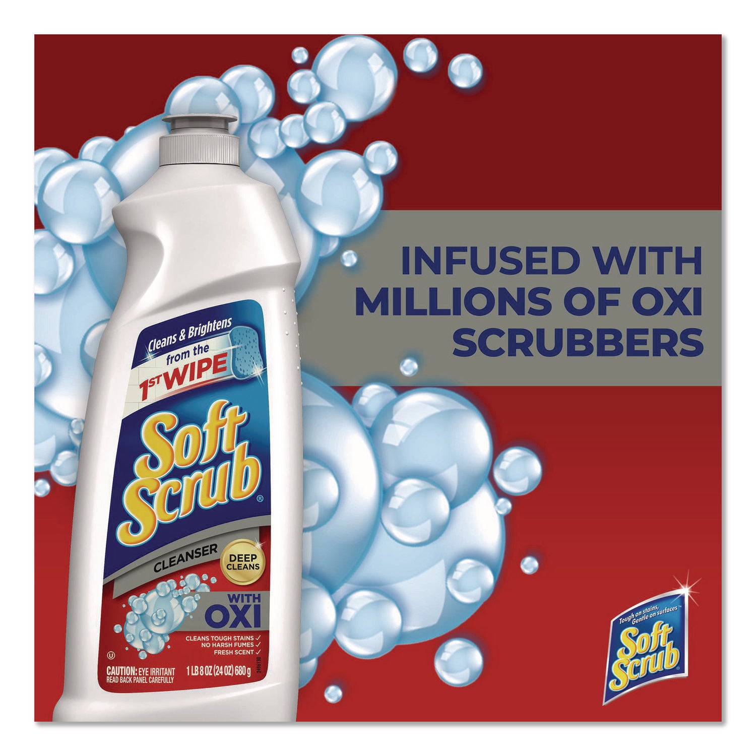 Soft Scrub Total Bath/Kitchen Cleanser - For Multipurpose - Scrubber - 24 fl oz (0.8 quart) - Fresh Scent - Cleanse, Kosher - White - 1 Each