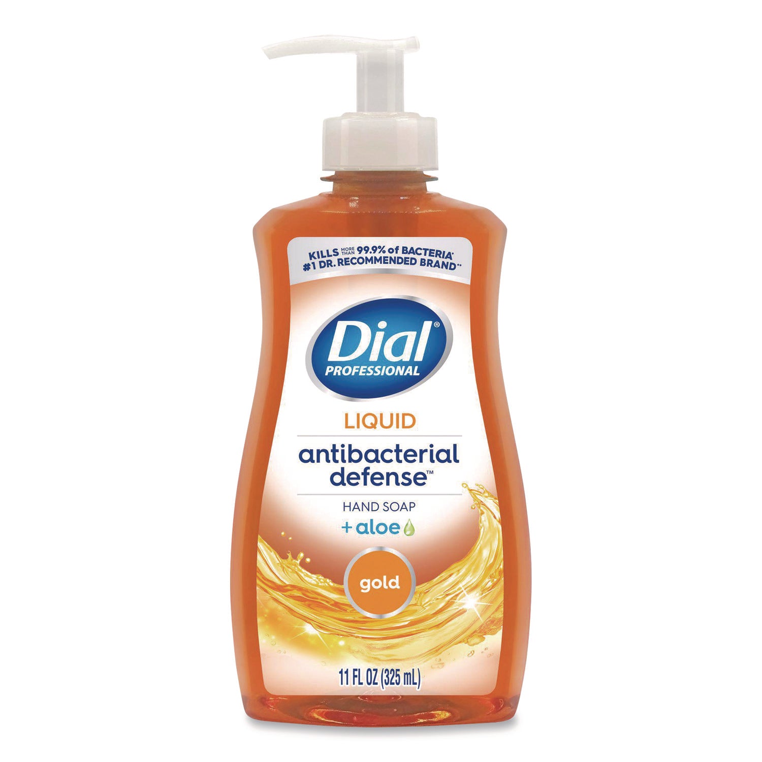 Dial Professional Antibacterial Defense Liquid Hand Soap, Fresh & Aloe Vera Scent, Pump Dispenser, Gold, Cruelty-free, Paraben-free, Phthalate-free, Silicone-free, Sulfate-free, Recycled, 1 Each