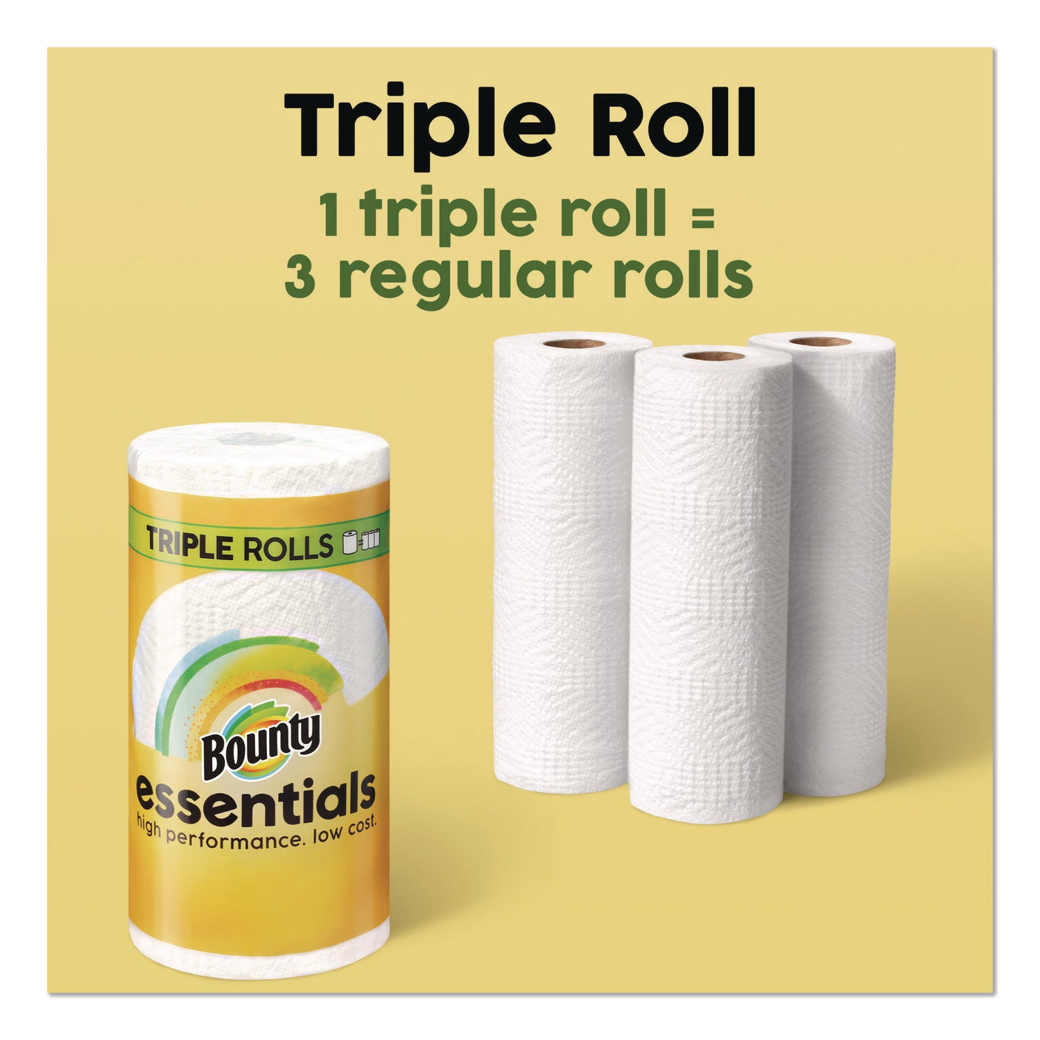 Bounty Essentials Paper Towels, Yellow, 162 Sheets per Roll, 12 Rolls per Carton