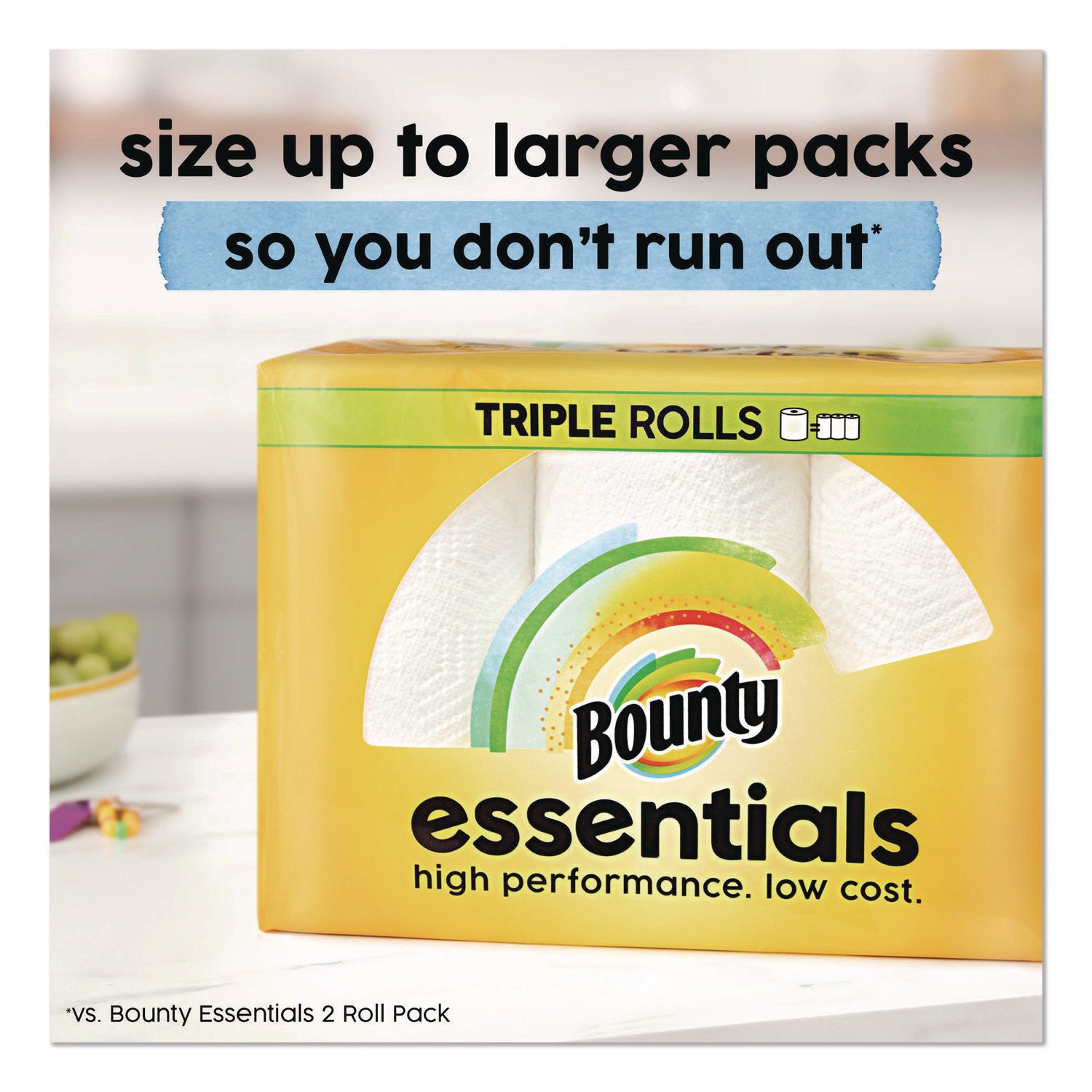 Bounty Essentials Paper Towels, Yellow, 162 Sheets per Roll, 12 Rolls per Carton