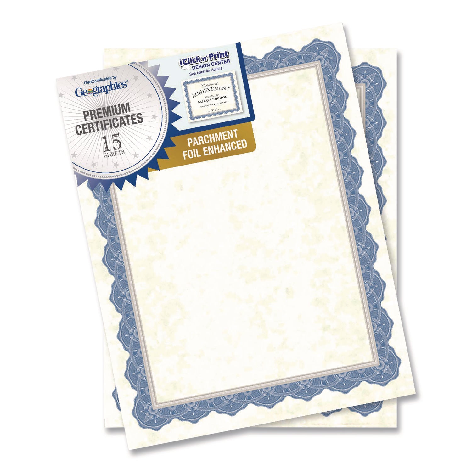 8.5" Width x 11" Length - Inkjet, Laser Compatible - Blue Border - 1 Pack