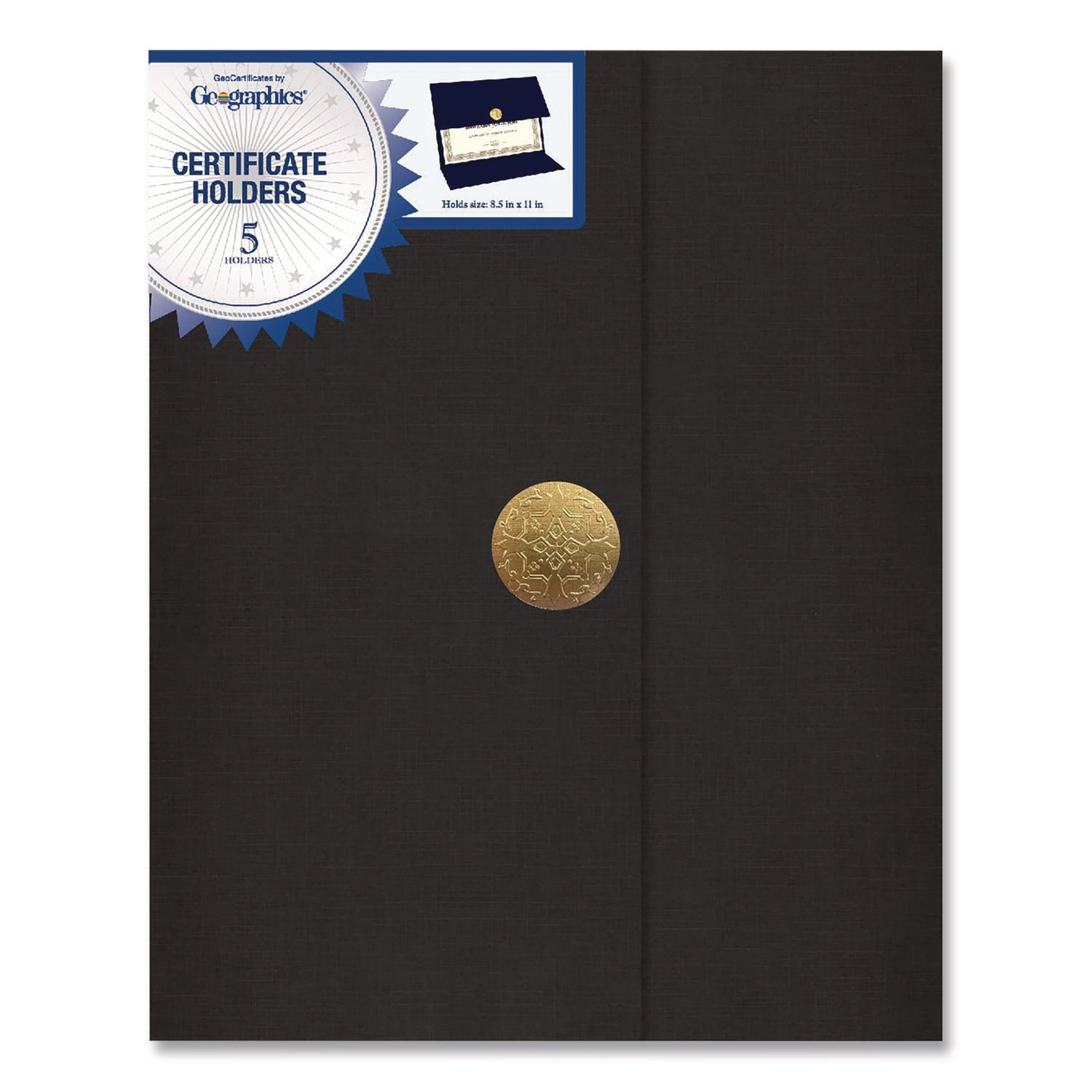 Geographics Recycled Certificate Holder - Black - 30% Recycled - 5 / Pack