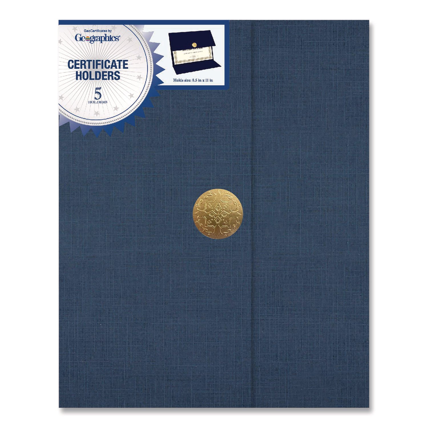 Geographics Recycled Certificate Holder, Navy, 30% Recycled Content, 5 Pack