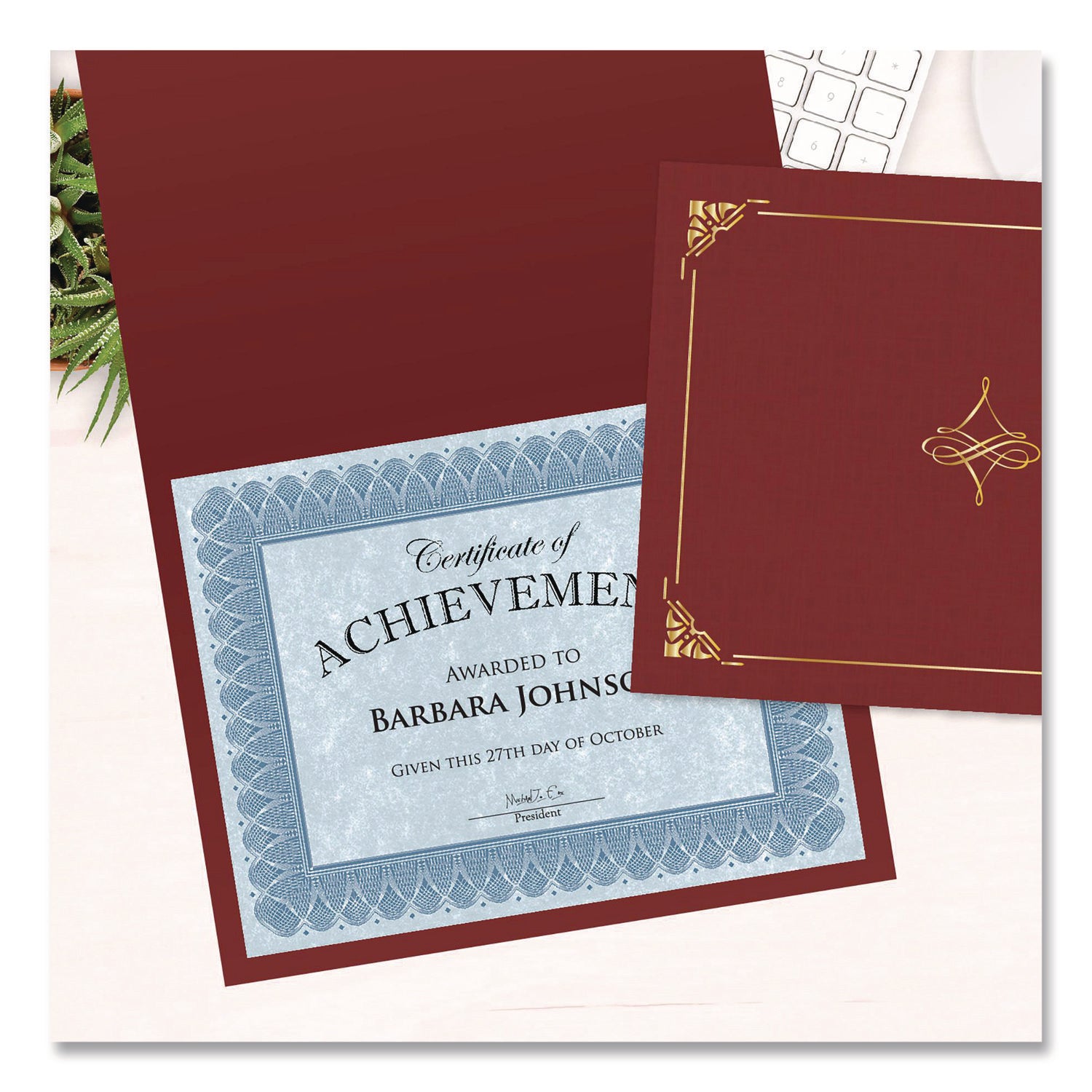Geographics Letter Recycled Certificate Holder - 8 1/2" x 11" - Cordova, Gold - Damage Resistant, Die-cut, Sturdy - 30% Recycled - 1 Pack