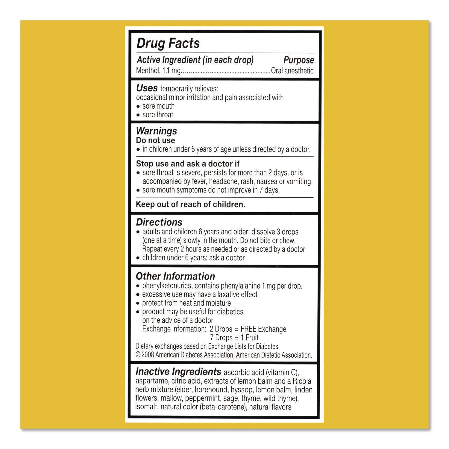 FOOD,SF CGH DRPS,130CT