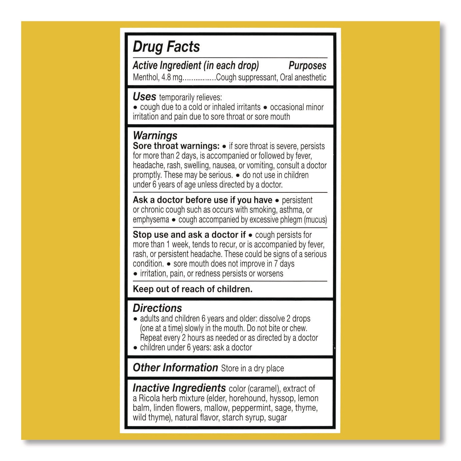 For Cough, Itchy Throat, Cold, Flu, Allergy - 1 / Carton
