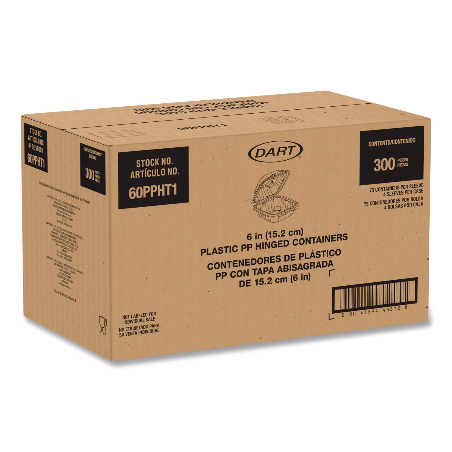 Microwaveable Hinged Containers, 6.31 x 6.31 x 3, Clear, Plastic, 300/Carton