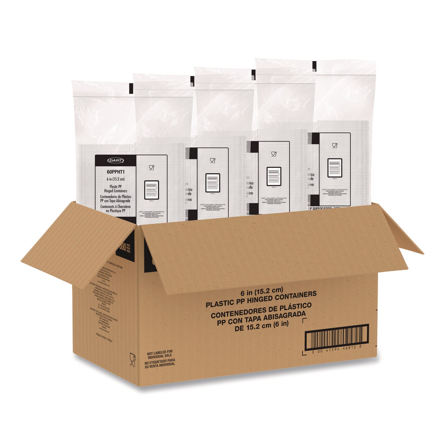 Microwaveable Hinged Containers, 6.31 x 6.31 x 3, Clear, Plastic, 300/Carton