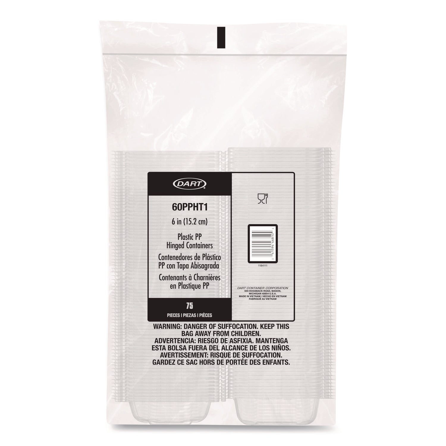 Microwaveable Hinged Containers, 6.31 x 6.31 x 3, Clear, Plastic, 300/Carton