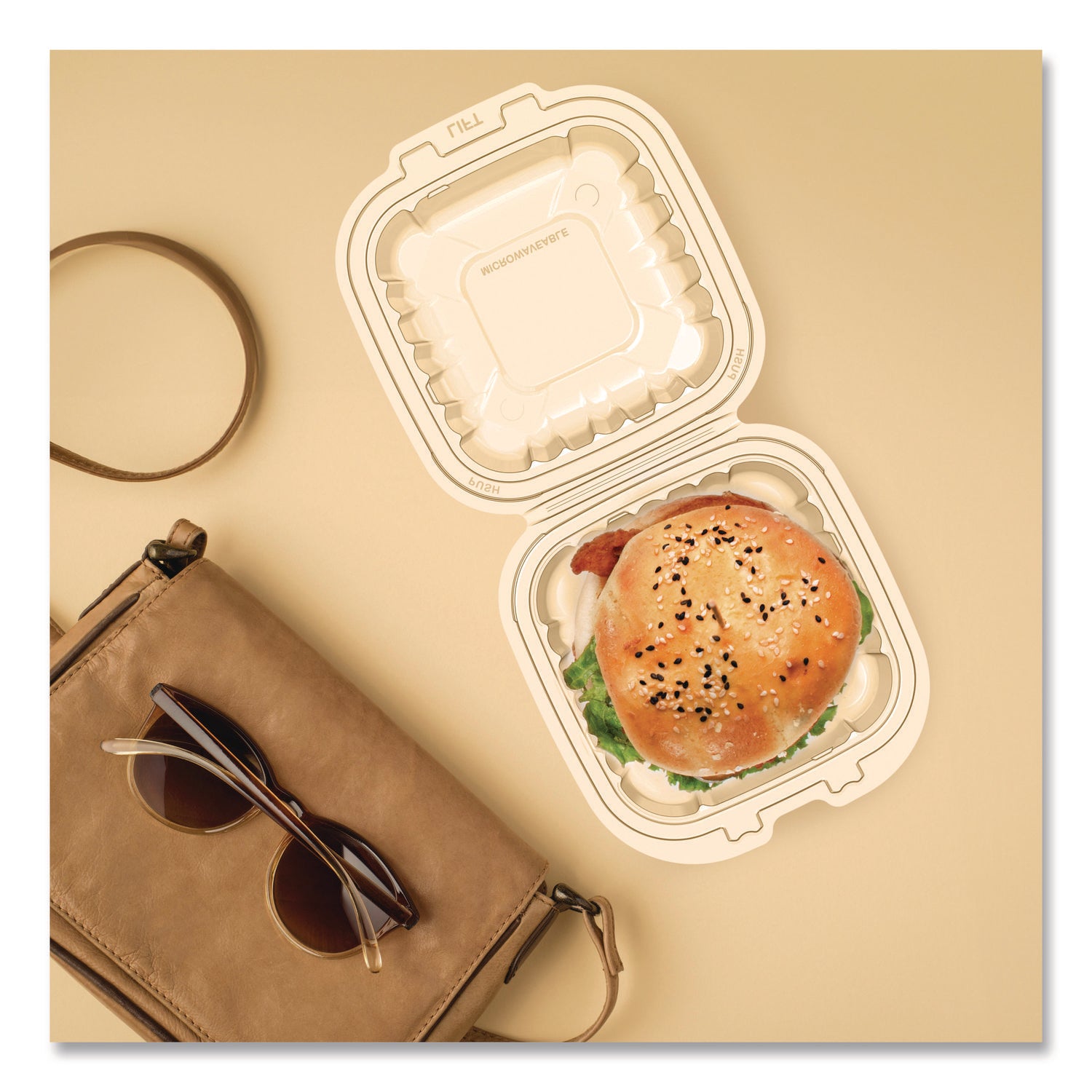 Microwaveable Hinged Containers, 6.31 x 6.31 x 3, Clear, Plastic, 300/Carton