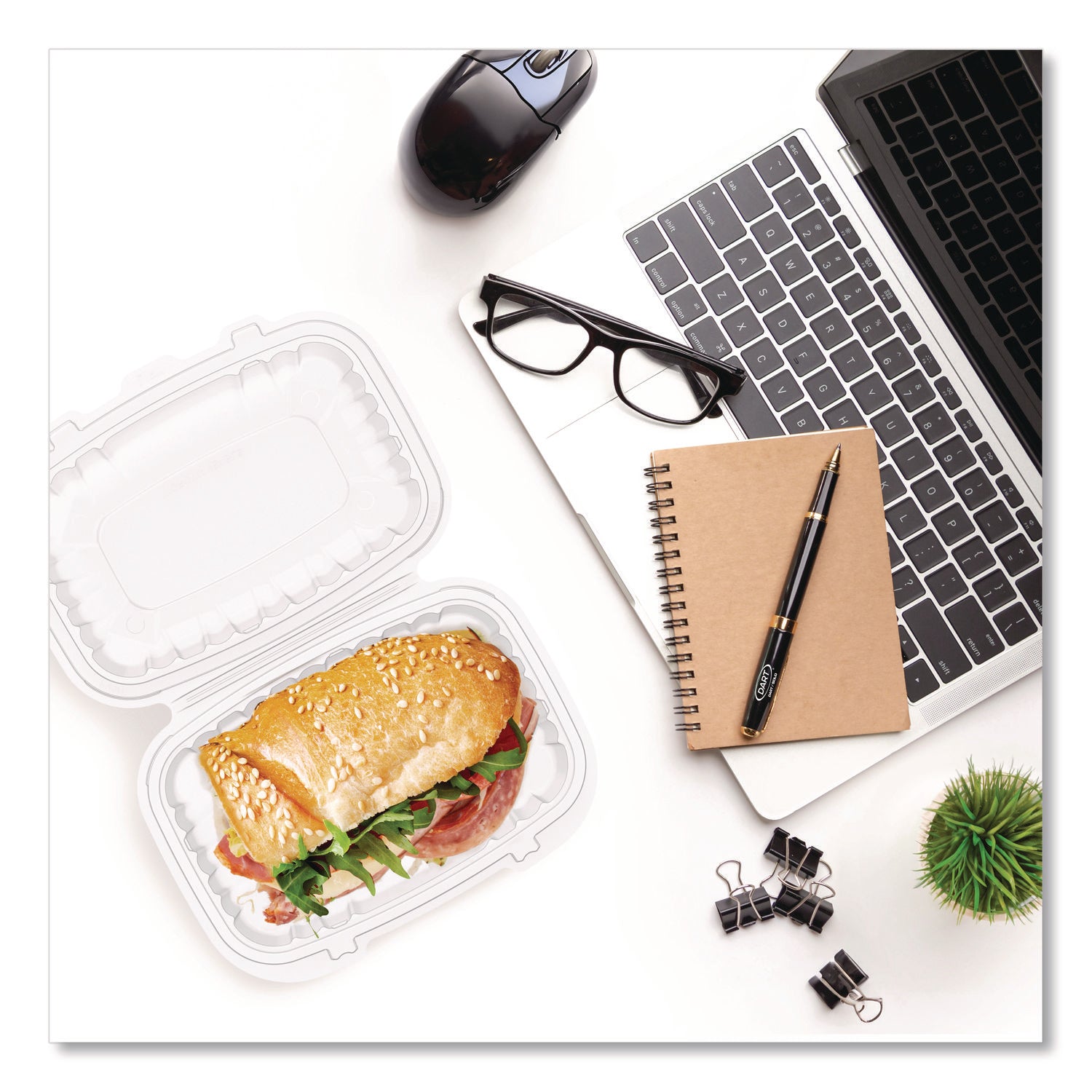 Microwaveable Hinged Containers, 6.5 x 9 x 3, Clear, Plastic, 300/Carton
