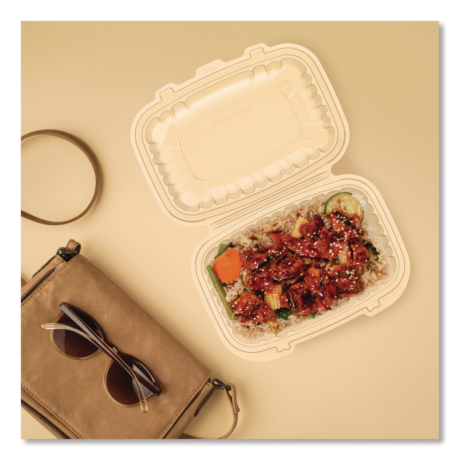 Microwaveable Hinged Containers, 6.5 x 9 x 3, Clear, Plastic, 300/Carton