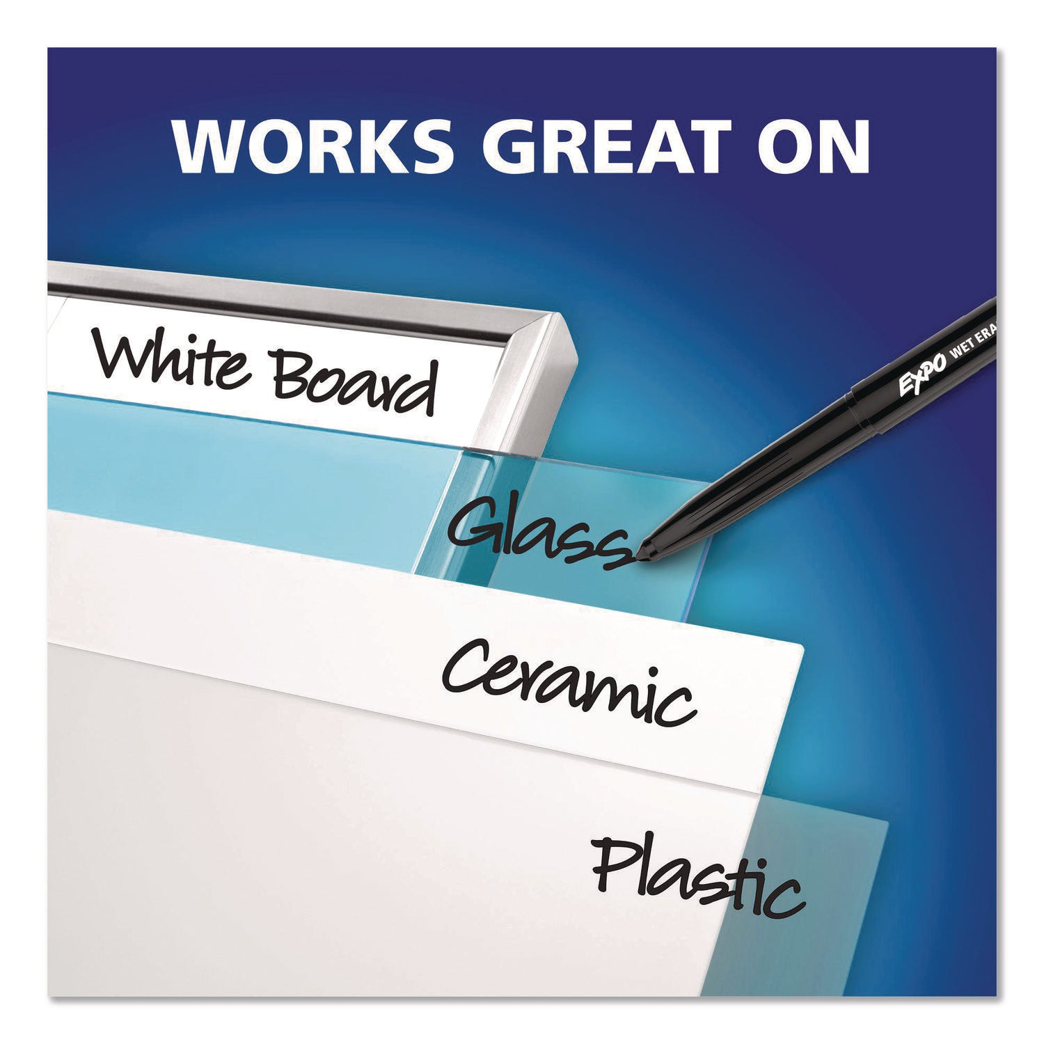 Vis-a-Vis Wet Erase Markers, Ultra Fine Point, Blue, 12 Count