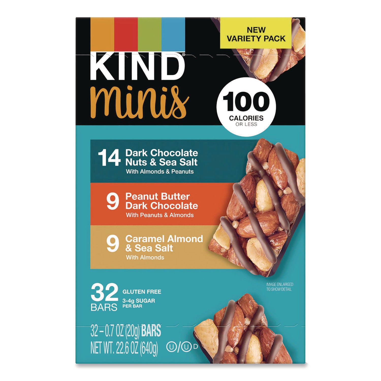 Individually Wrapped - Dark Chocolate Nuts & Sea Salt, Caramel Almond and Sea Salt, Peanut Butter Dark Chocolate - 0.70 oz - 32 / Carton