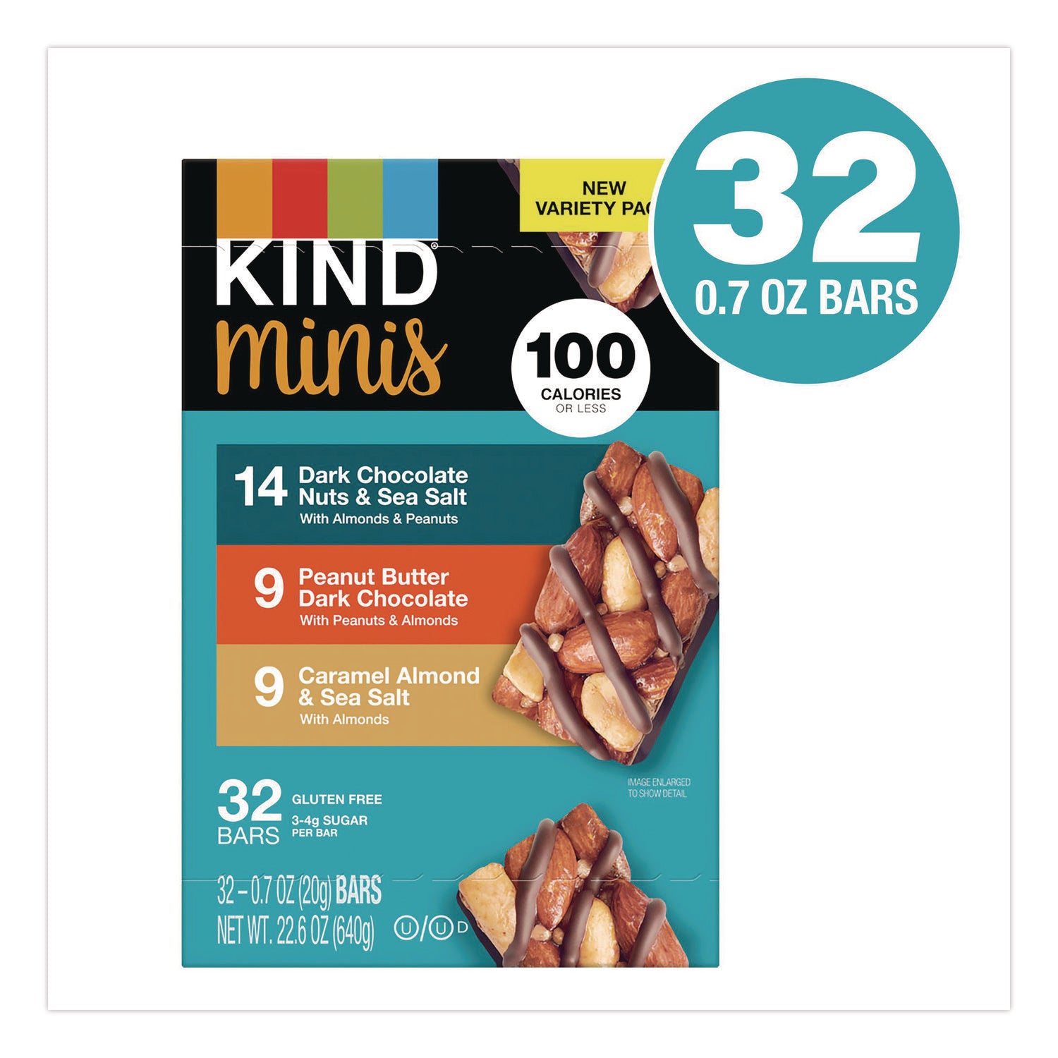 Individually Wrapped - Dark Chocolate Nuts & Sea Salt, Caramel Almond and Sea Salt, Peanut Butter Dark Chocolate - 0.70 oz - 32 / Carton