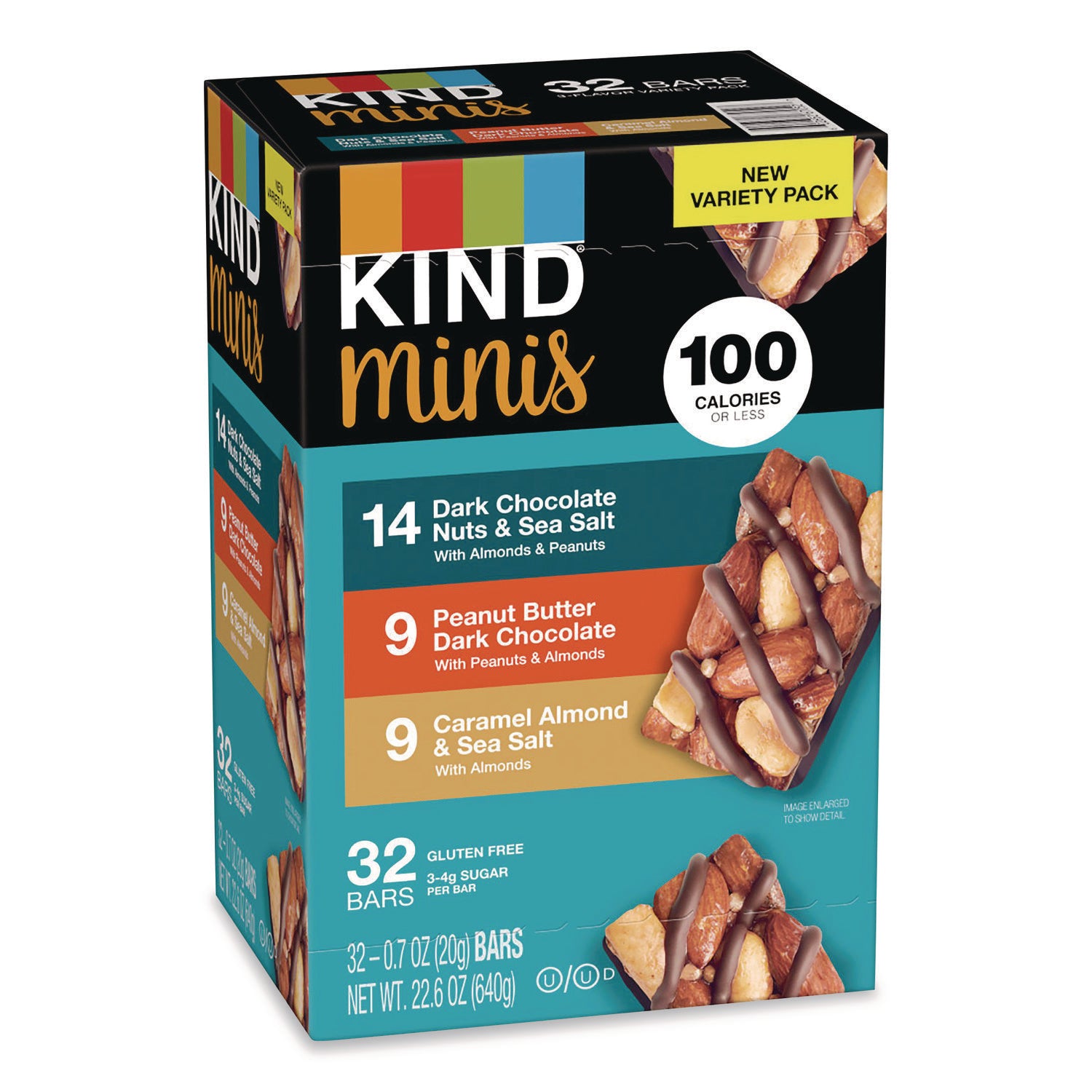 Individually Wrapped - Dark Chocolate Nuts & Sea Salt, Caramel Almond and Sea Salt, Peanut Butter Dark Chocolate - 0.70 oz - 32 / Carton