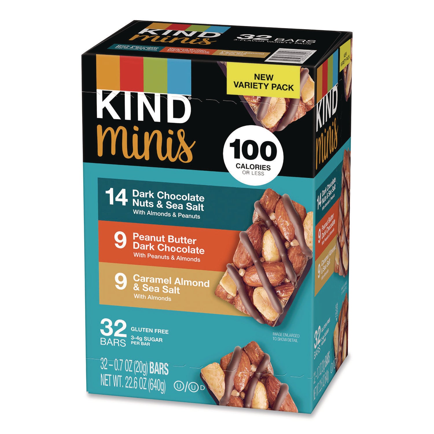 Individually Wrapped - Dark Chocolate Nuts & Sea Salt, Caramel Almond and Sea Salt, Peanut Butter Dark Chocolate - 0.70 oz - 32 / Carton