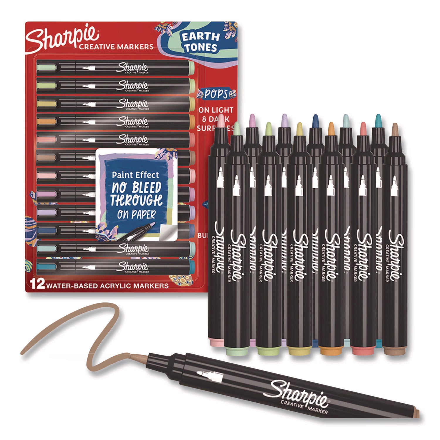 Sharpie Creative Markers, Bullet Bold Point, Assorted Colors (Navy, Coral, Lime, Lilac), Water-Based Ink, 12 Pack