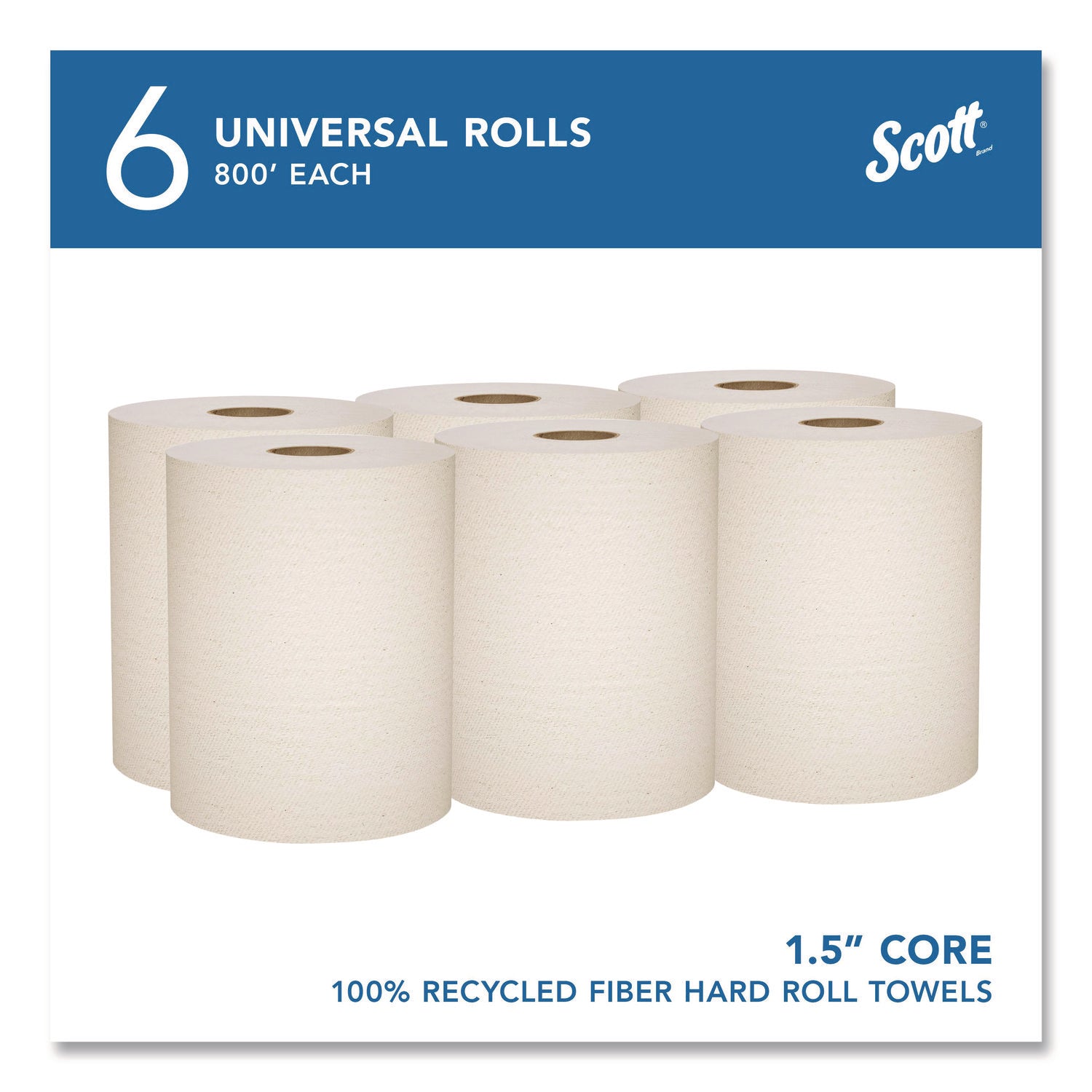 Essential 100% Recycled Fiber Hard Roll Towel, 1-Ply, 8" x 800', 1.5" Core, Brown, 6 Rolls/Carton