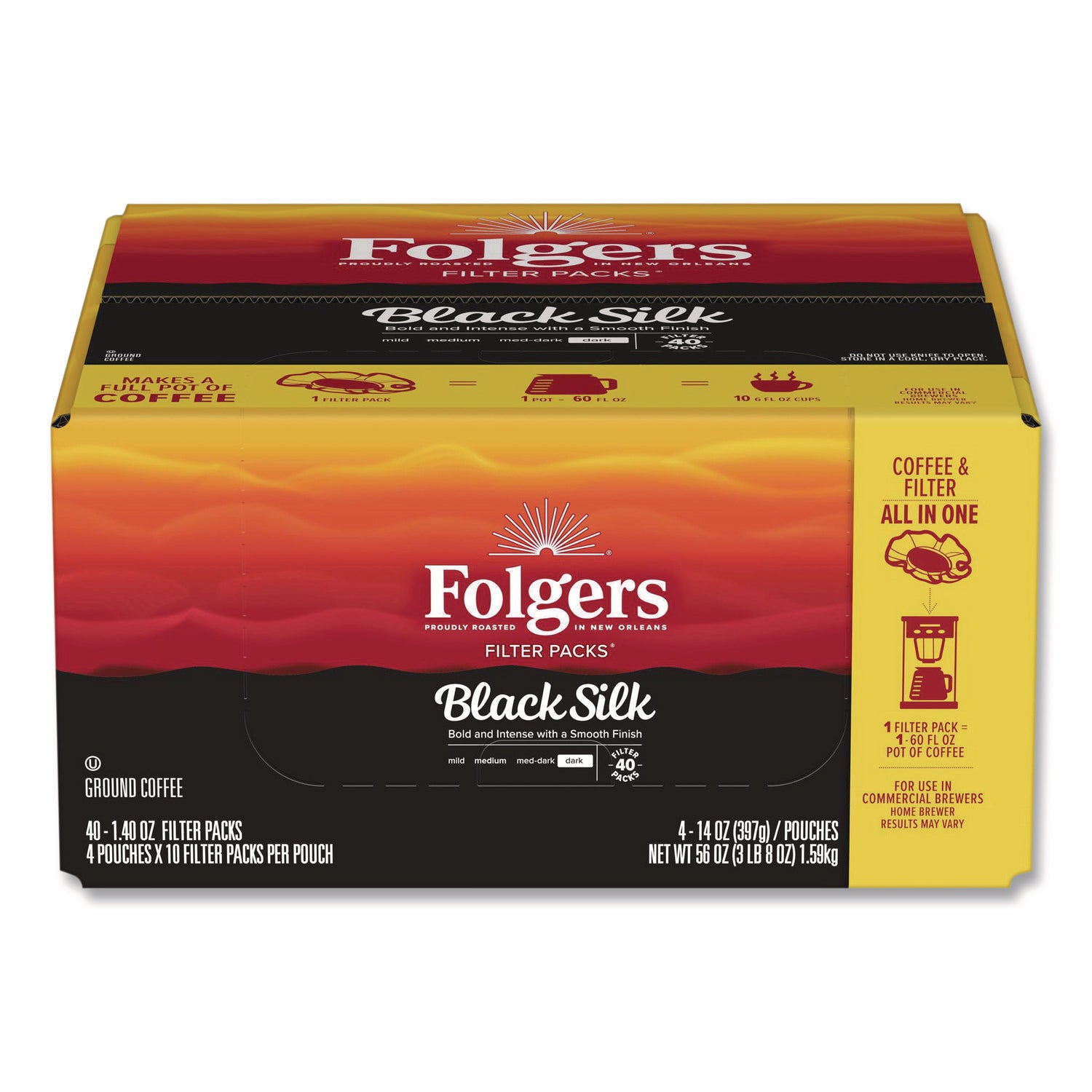 Regular - Dark - 1.4 oz - Filter Pack - Black Silk - 40 / Carton