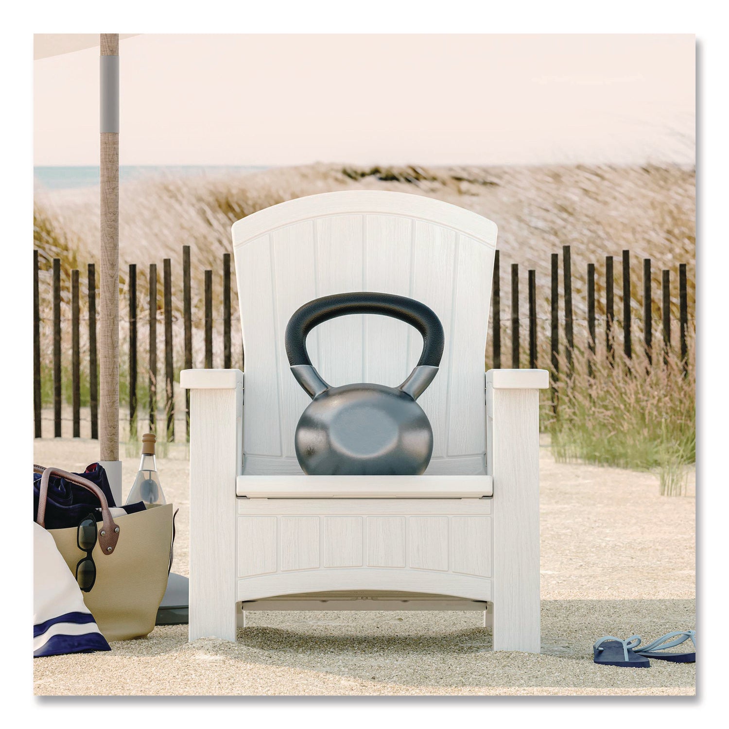 Adirondack Chair with Storage, Supports Up to 375 lb, 14.5" Seat Height, 30" x 32.5" x 38.5", Ice Cube