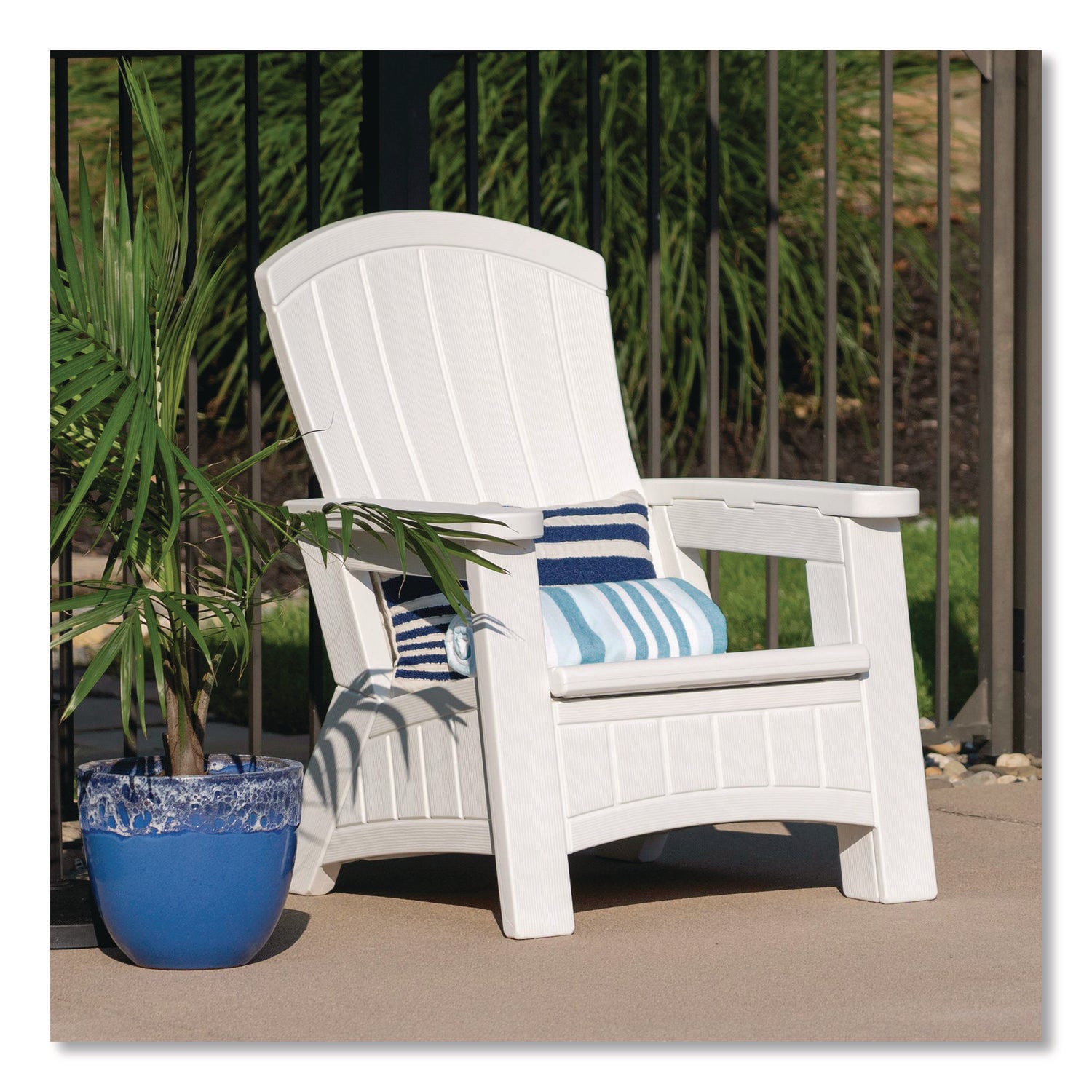 Adirondack Chair with Storage, Supports Up to 375 lb, 14.5" Seat Height, 30" x 32.5" x 38.5", Ice Cube