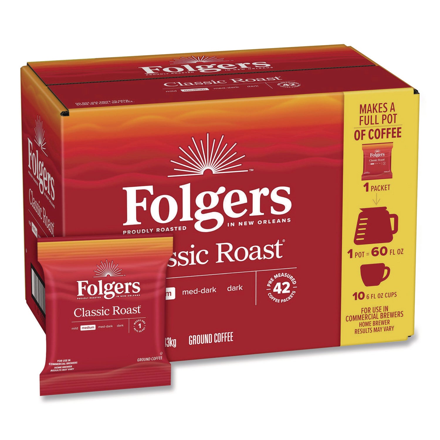 Coffee, Classic Roast, 1.2 Oz Packets, 42/carton