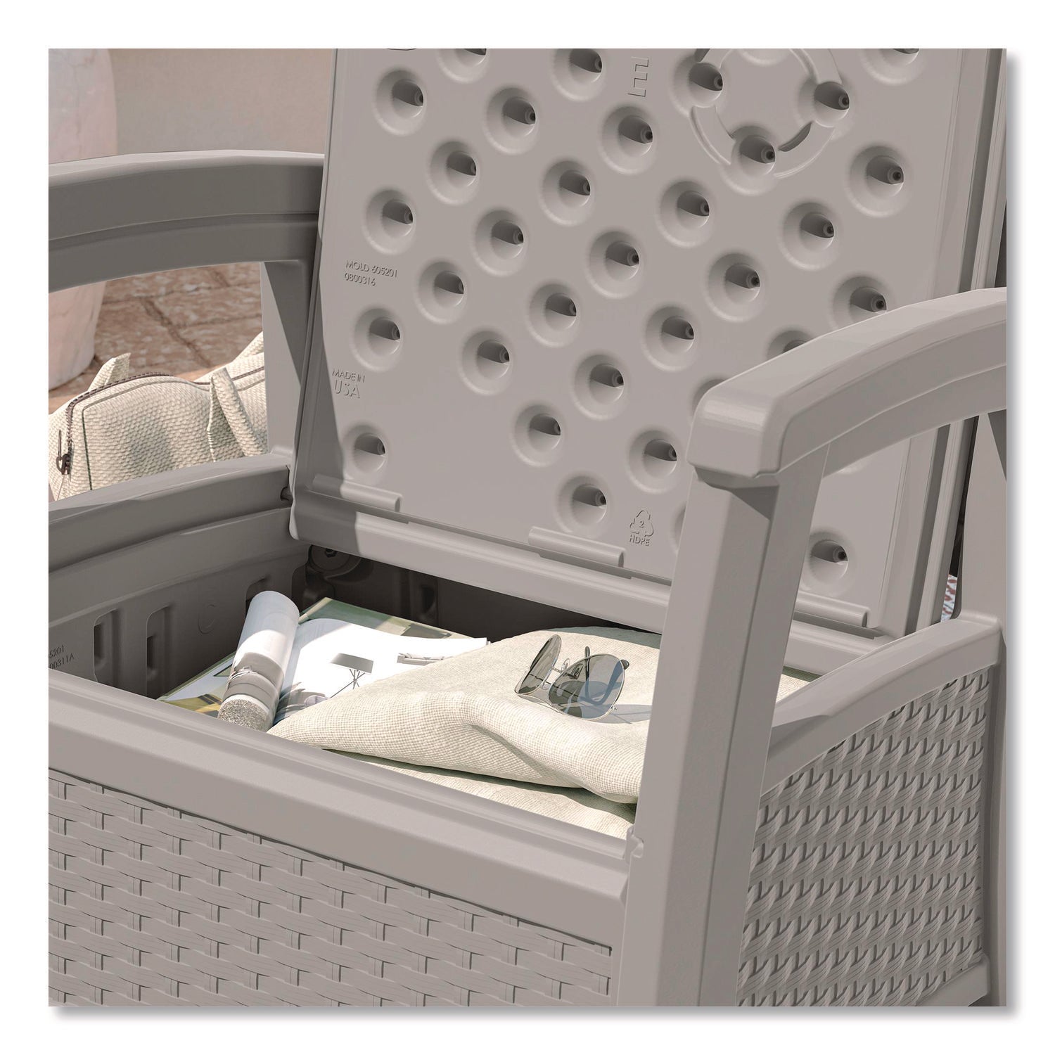 Elements Club Chair with Storage, Supports Up to 300 lb, 17" Seat Height, 25.25" x 29.75" x 35.5", Dove Gray