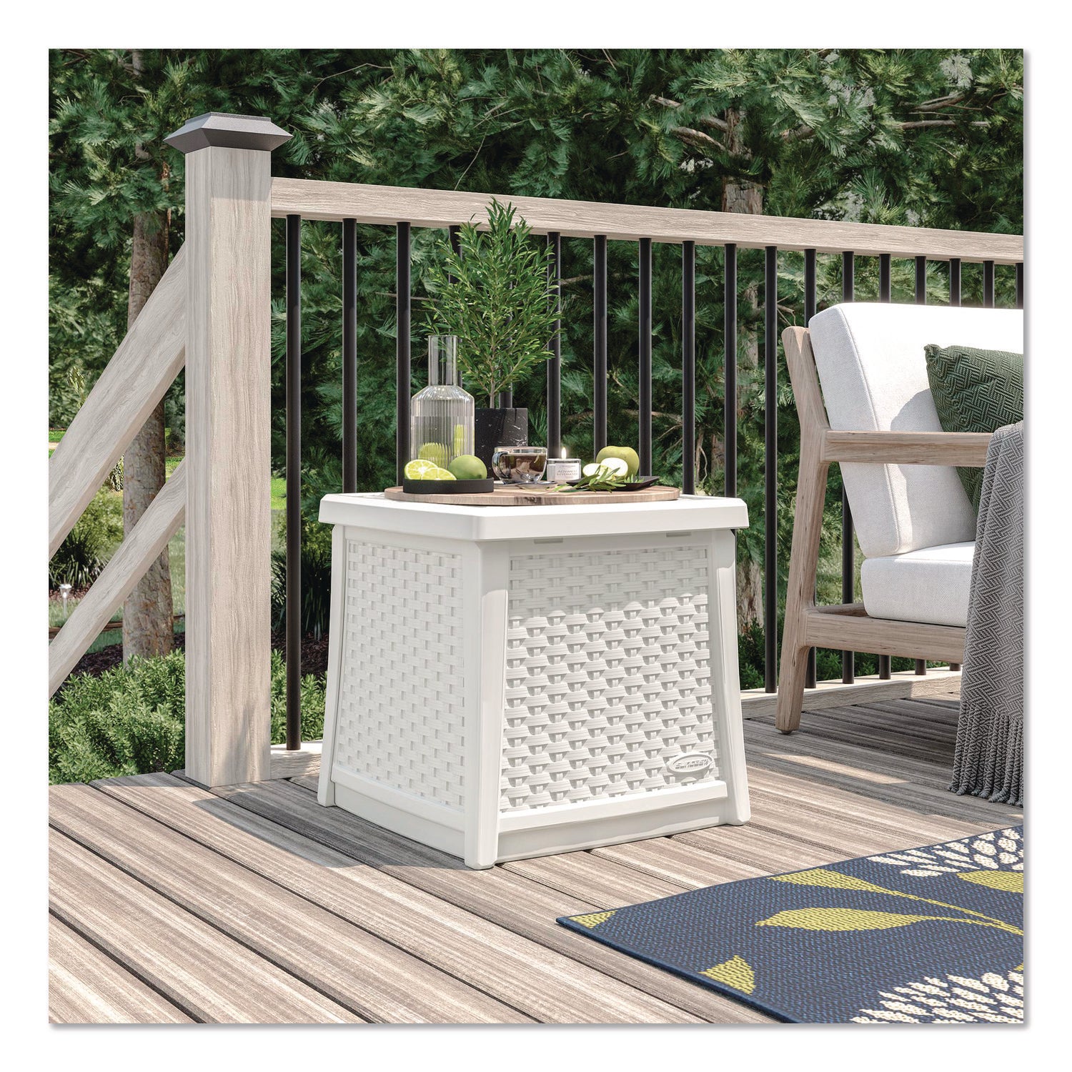 Elements End Table with Storage, Square, 18.75w x 18.75d x 18h, Ice Cube Top, Ice Cube Base/Legs