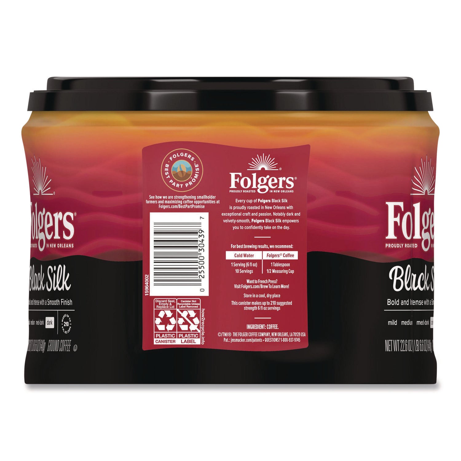 Coffee, Black Silk, 22.6 Oz Canister, 6/carton