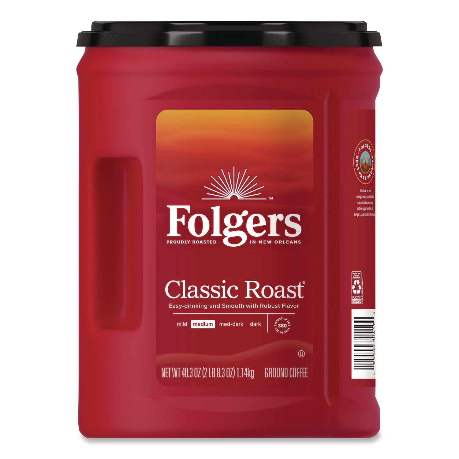 Folgers Classic Roast Ground Coffee, Medium Roast, 40.3 oz Canister, 1 Each