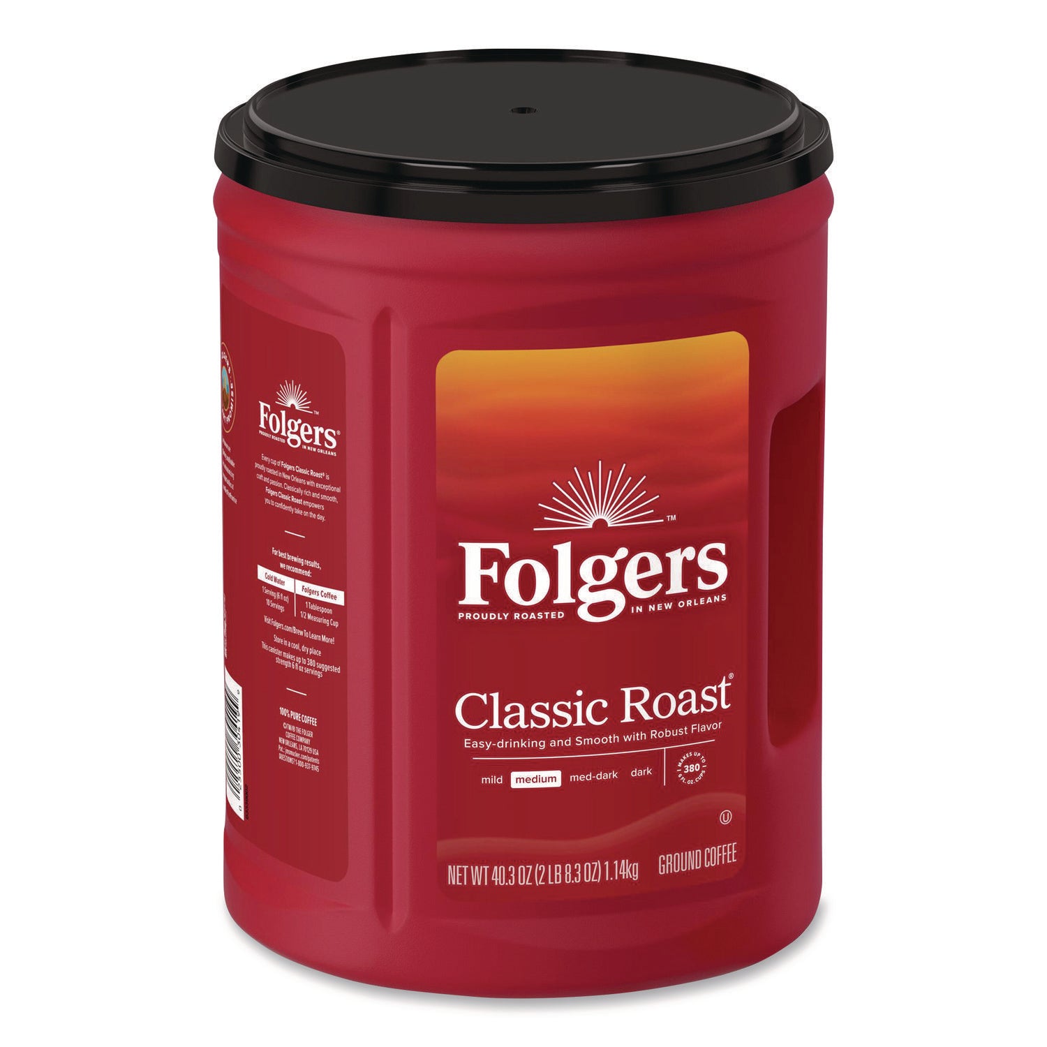 Folgers Classic Roast Ground Coffee, Medium Roast, 40.3 oz Canister, 1 Each