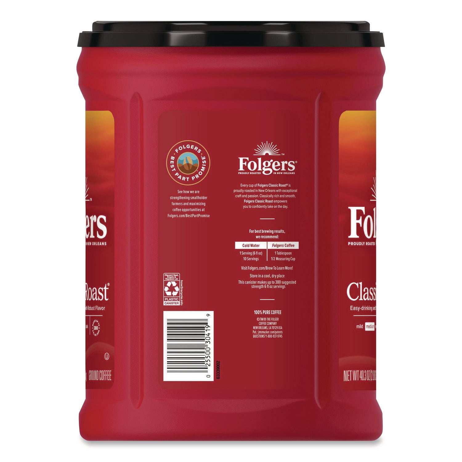 Folgers Classic Roast Ground Coffee, Medium Roast, 40.3 oz Canister, 1 Each