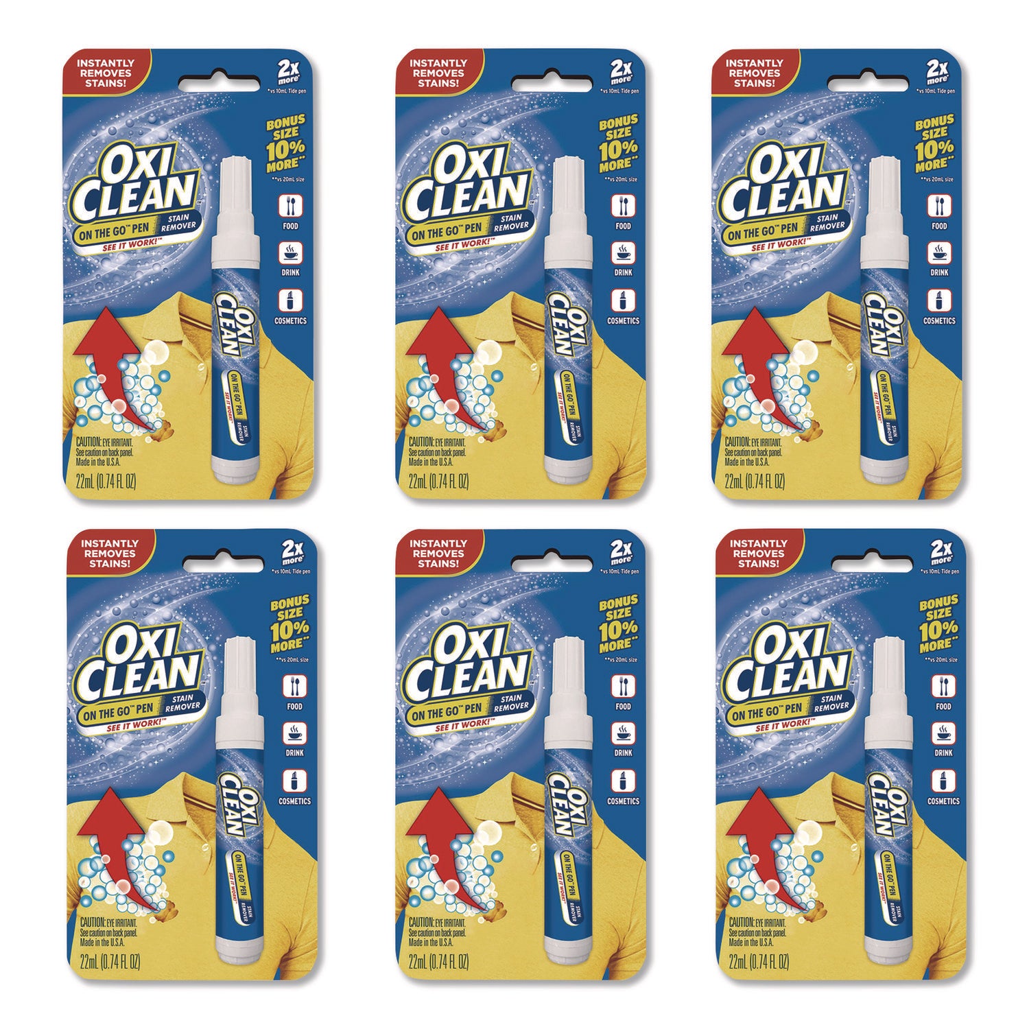 On-the-Go Pen Stain Remover, Bonus Size, 22 mL, 6/Pack