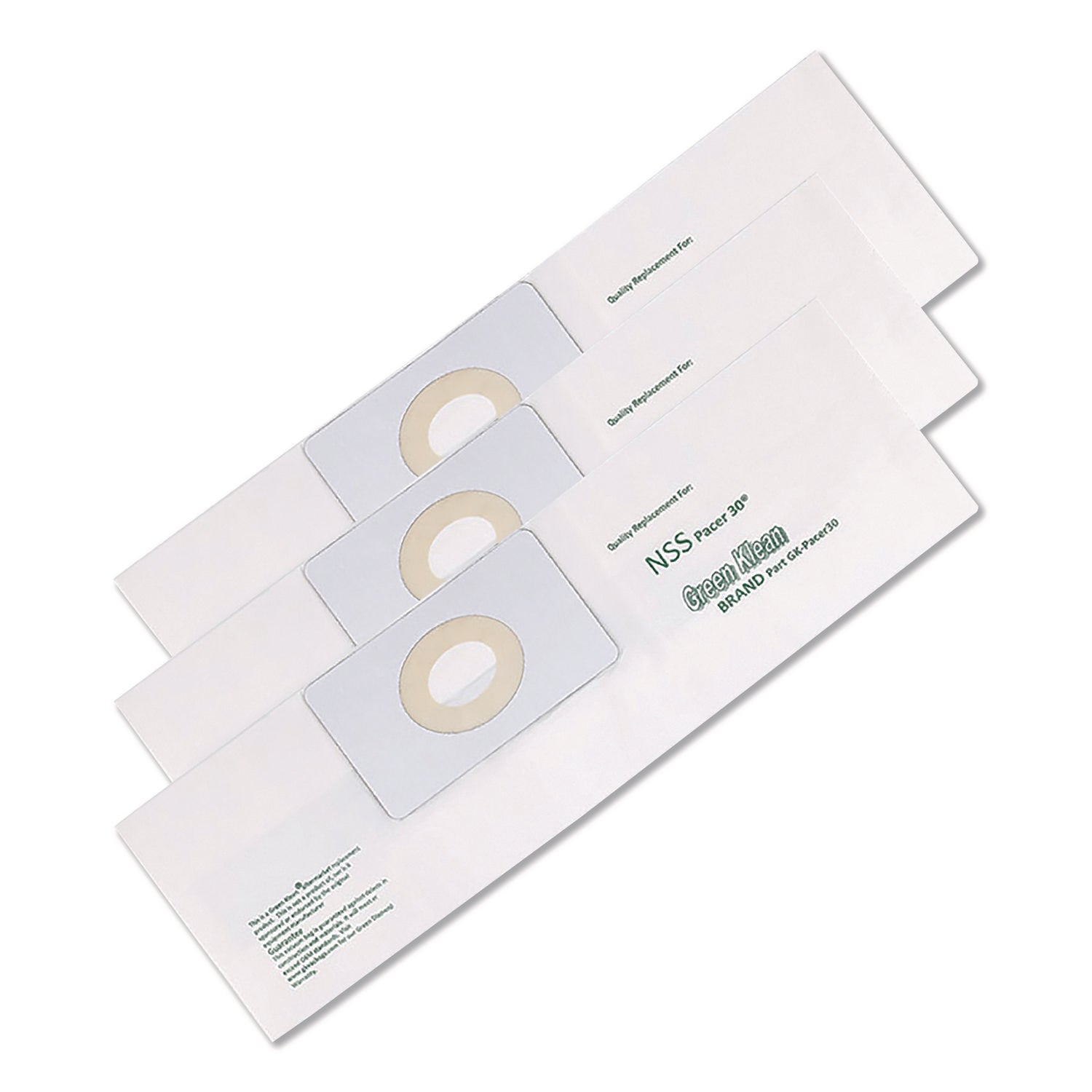 Replacement Vacuum Bags, Fits Nss Pacer 30, 3/pack