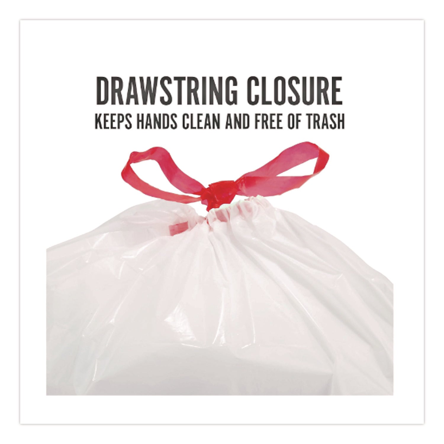 Drawstring Tall Kitchen Trash Bags, 13 gal, 28" x 24", White, 120/Box