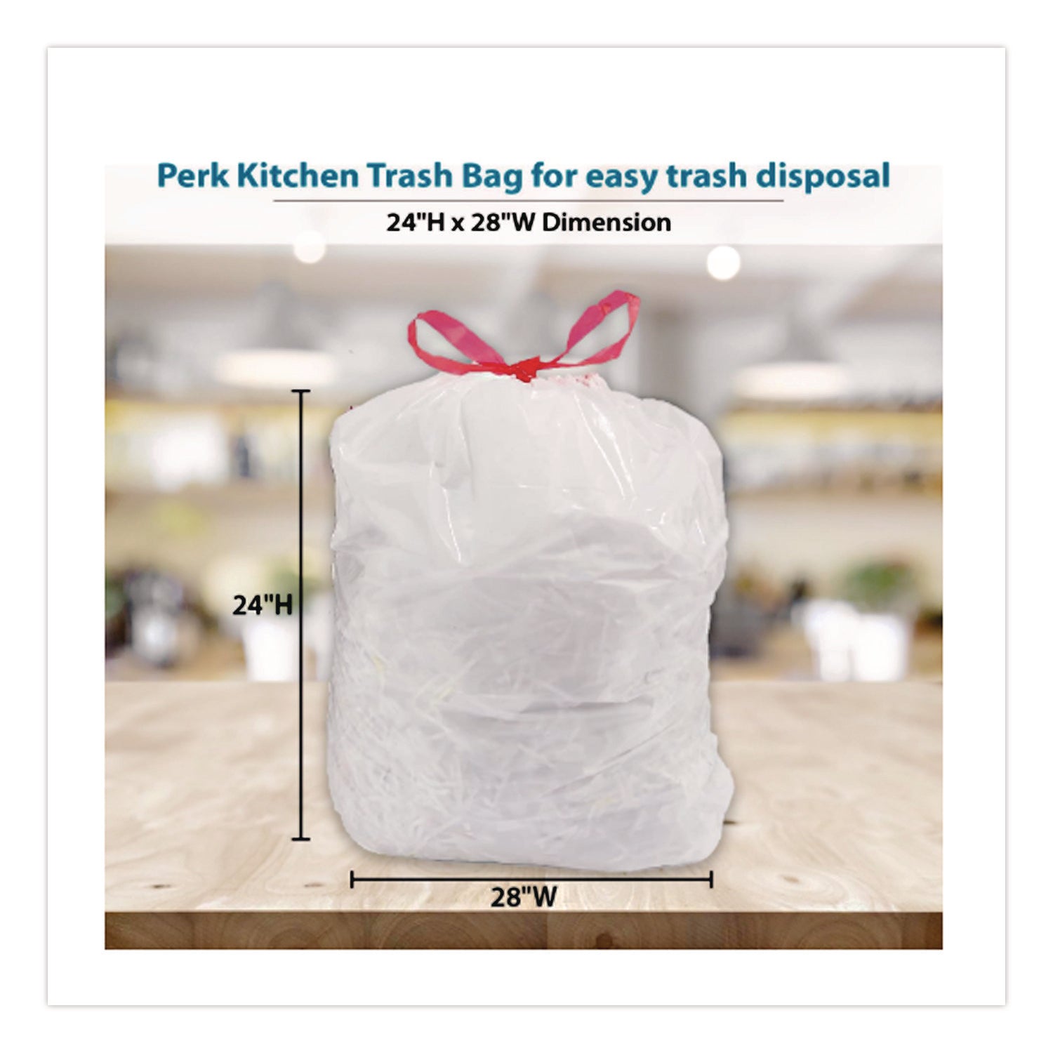 Drawstring Tall Kitchen Trash Bags, 13 gal, 28" x 24", White, 120/Box