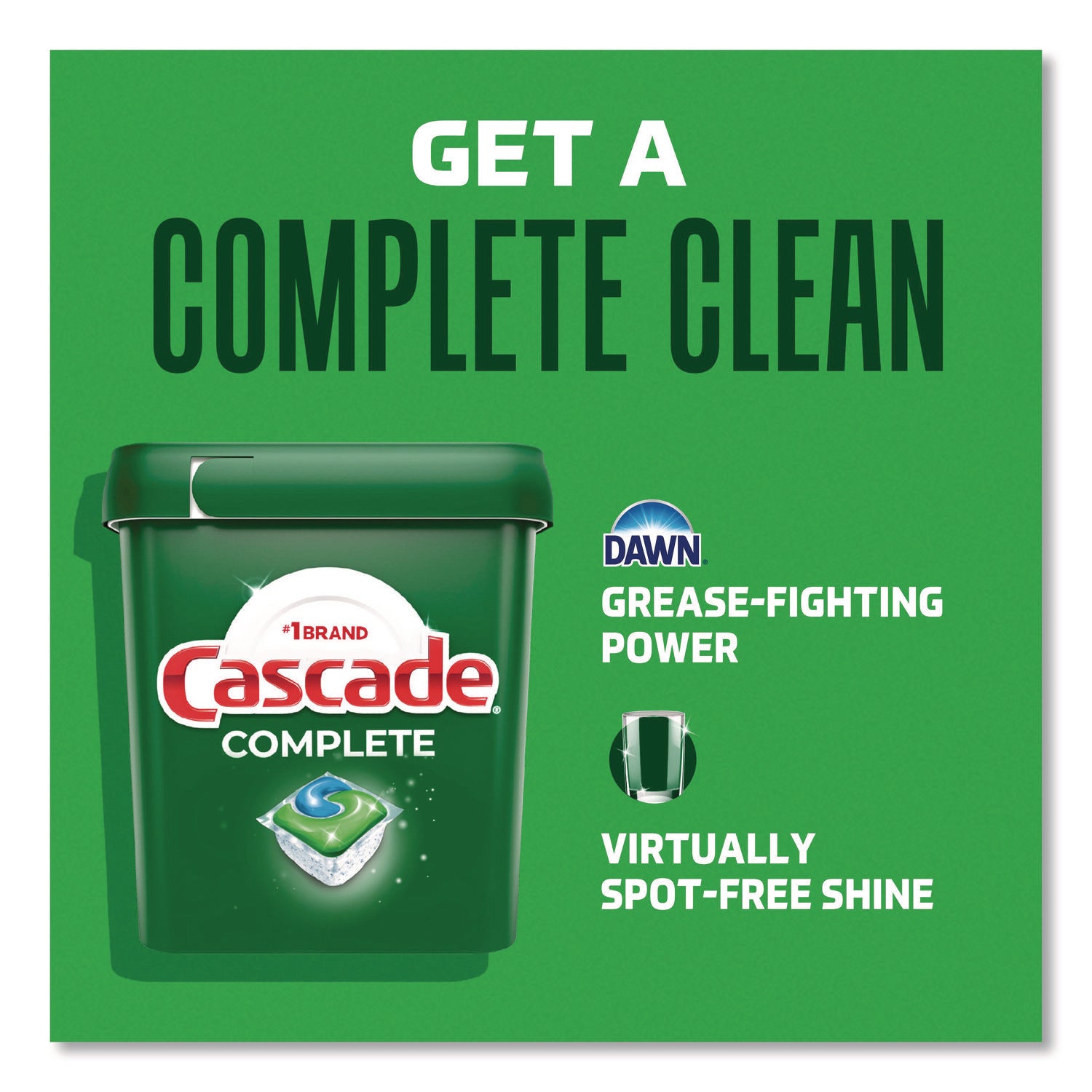 For Dishwasher, Dish - Pod - Recommended For: Grease Remover, Grime Remover, Food Remover, Residue Remover - Phosphate-free - Green - 33 / Bag