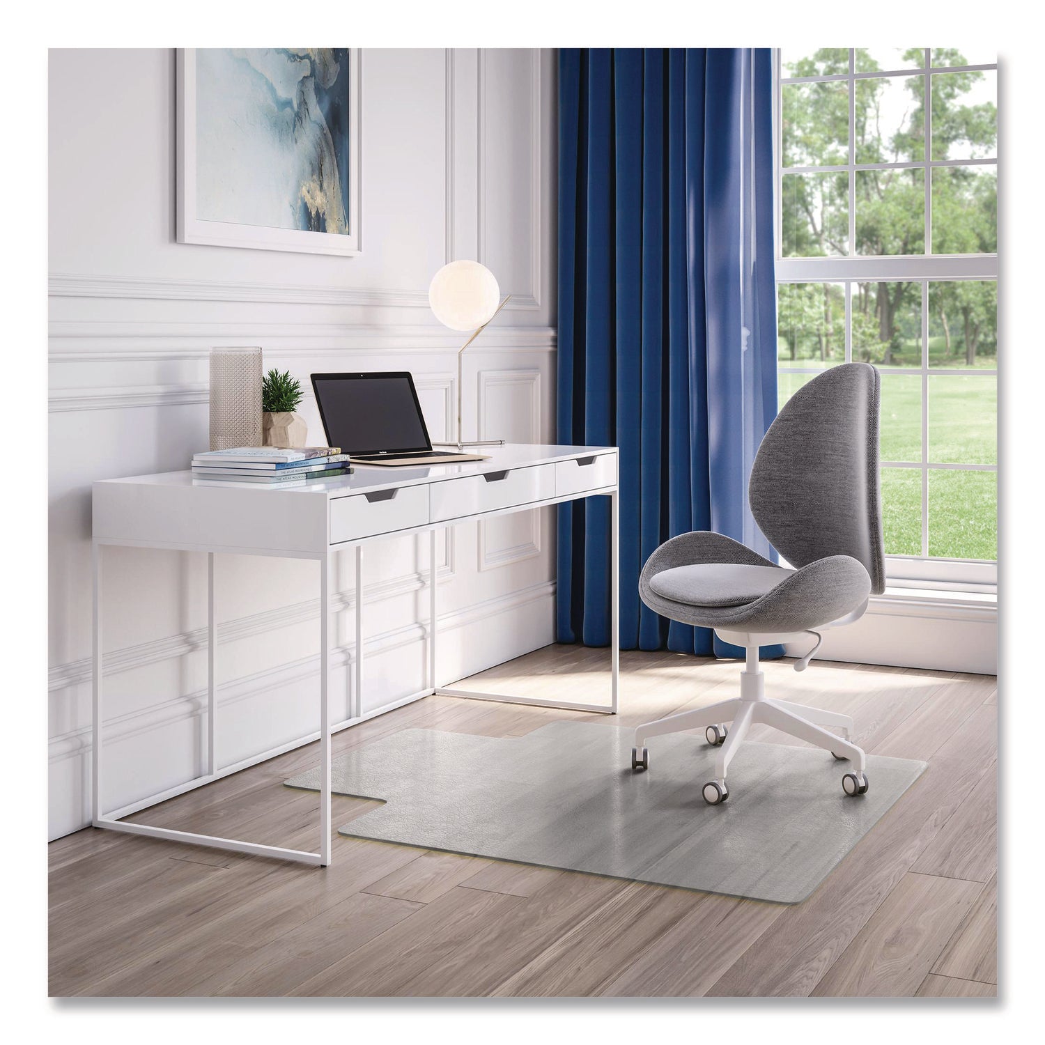Deflecto OceanMat Chair Mat for Hard Floor - Hard Floor, Chair, Wood Floor, Tile Floor, Laminate Floor48" Width x 36" Depth - Lip Size 10" Length x 19" Width - Lipped - Plastic, Polyethylene Terephthalate (PET) - Clear - 1 Each