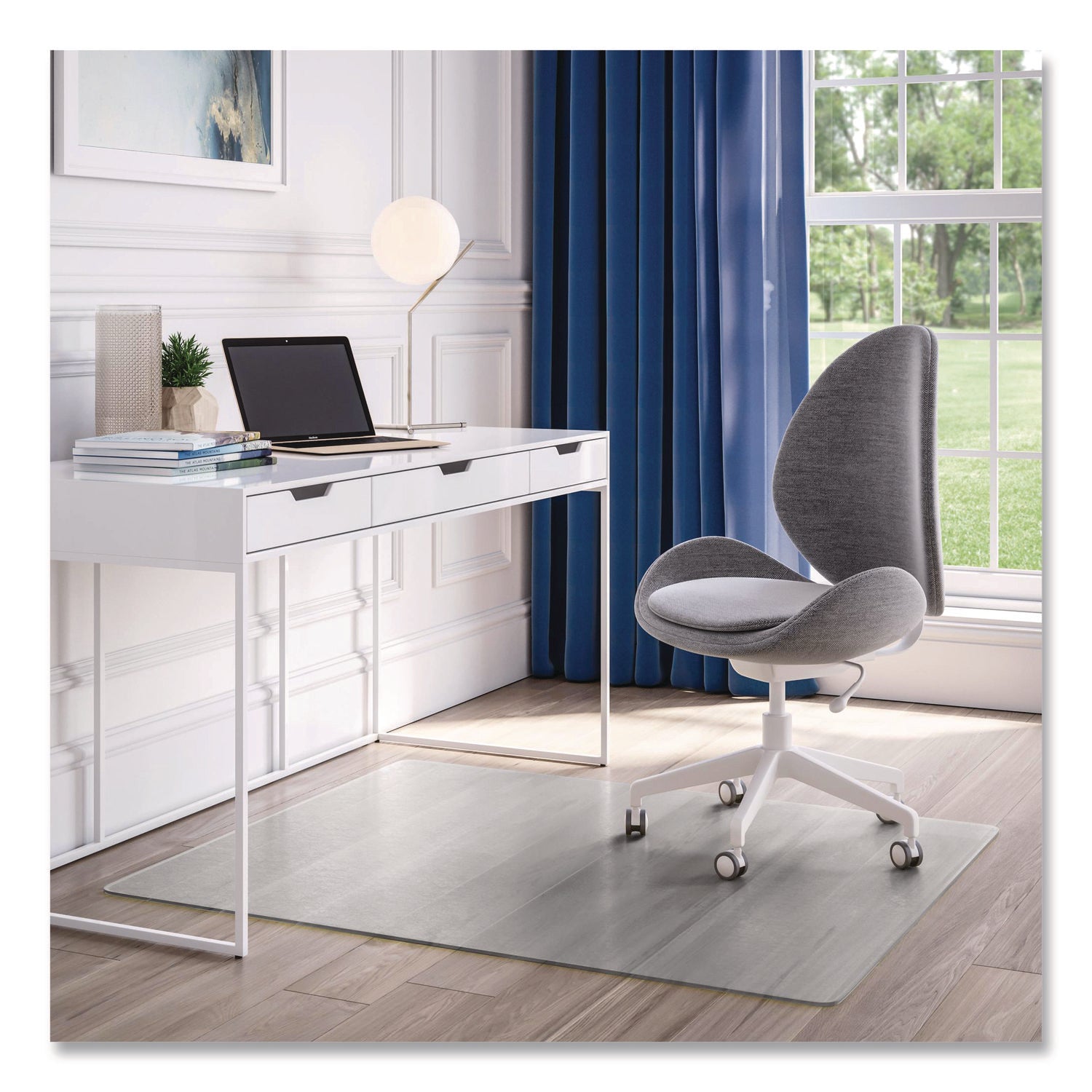 Deflecto OceanMat Chair Mat for Hard Floor - Hard Floor, Wood Floor, Tile Floor, Laminate Floor, Floor, Commercial - 60" Width x 46" Depth - Rectangular - Plastic, Polyethylene Terephthalate (PET) - Clear - 1 Each