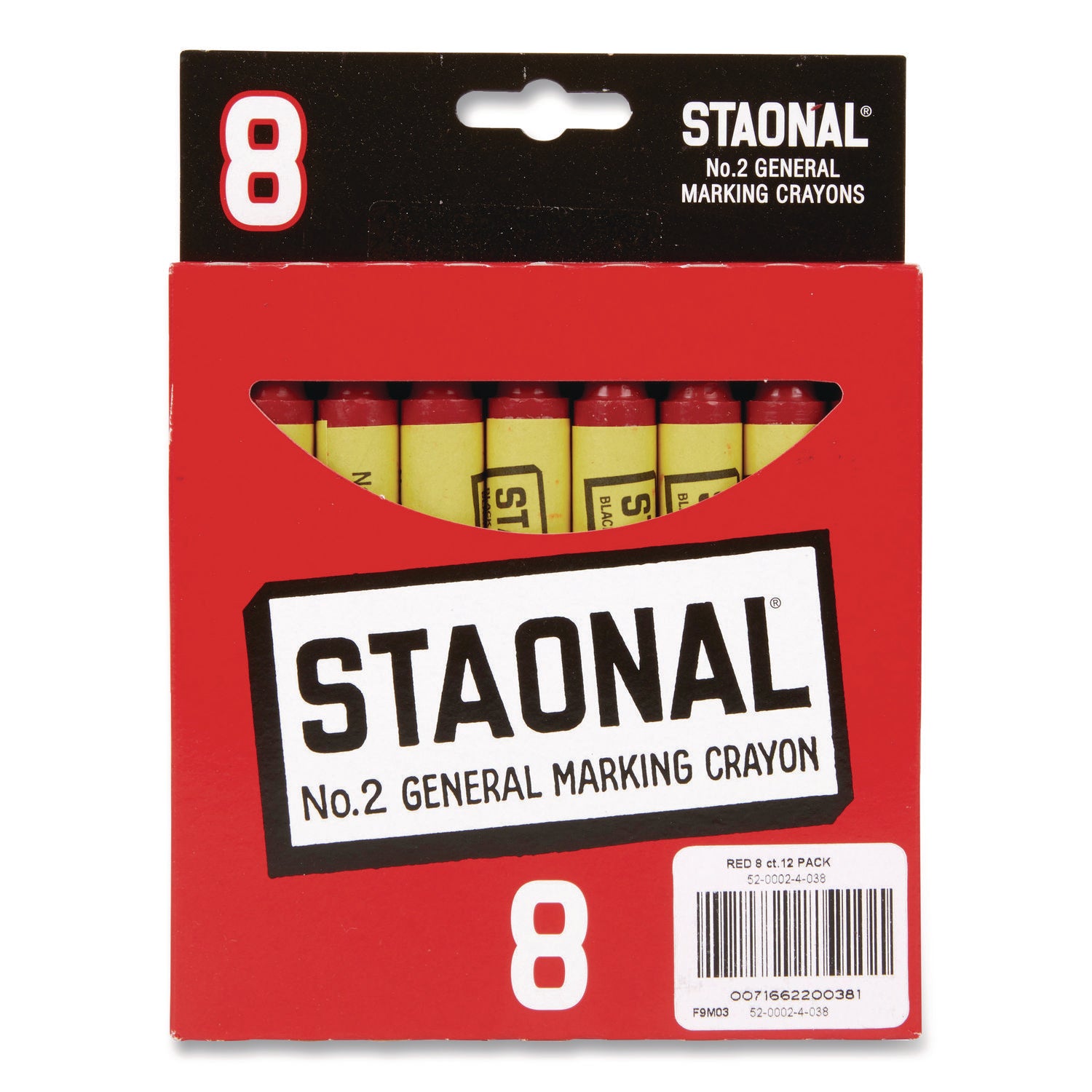 Staonal Marking Crayons, Red, 8/Box