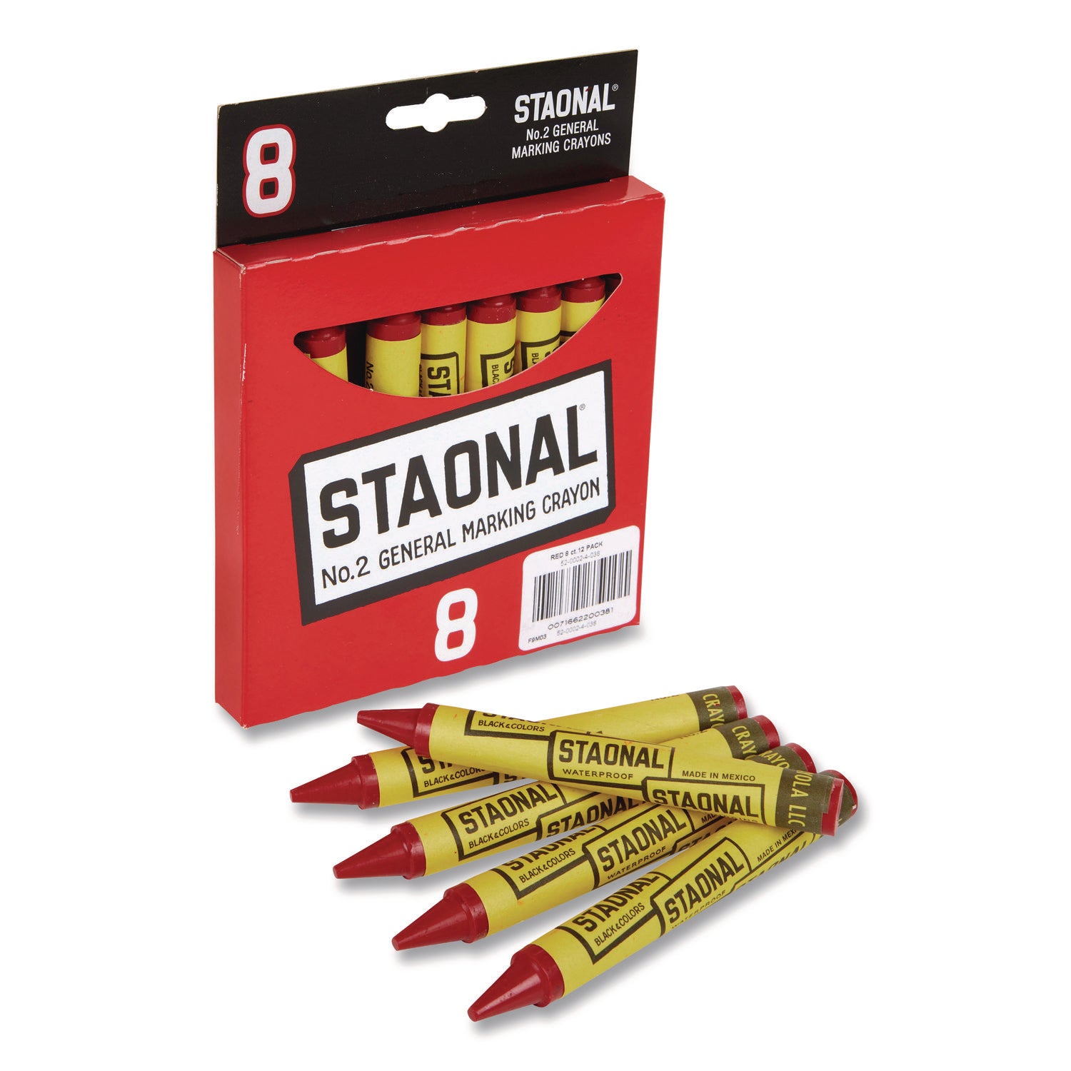 Staonal Marking Crayons, Red, 8/Box