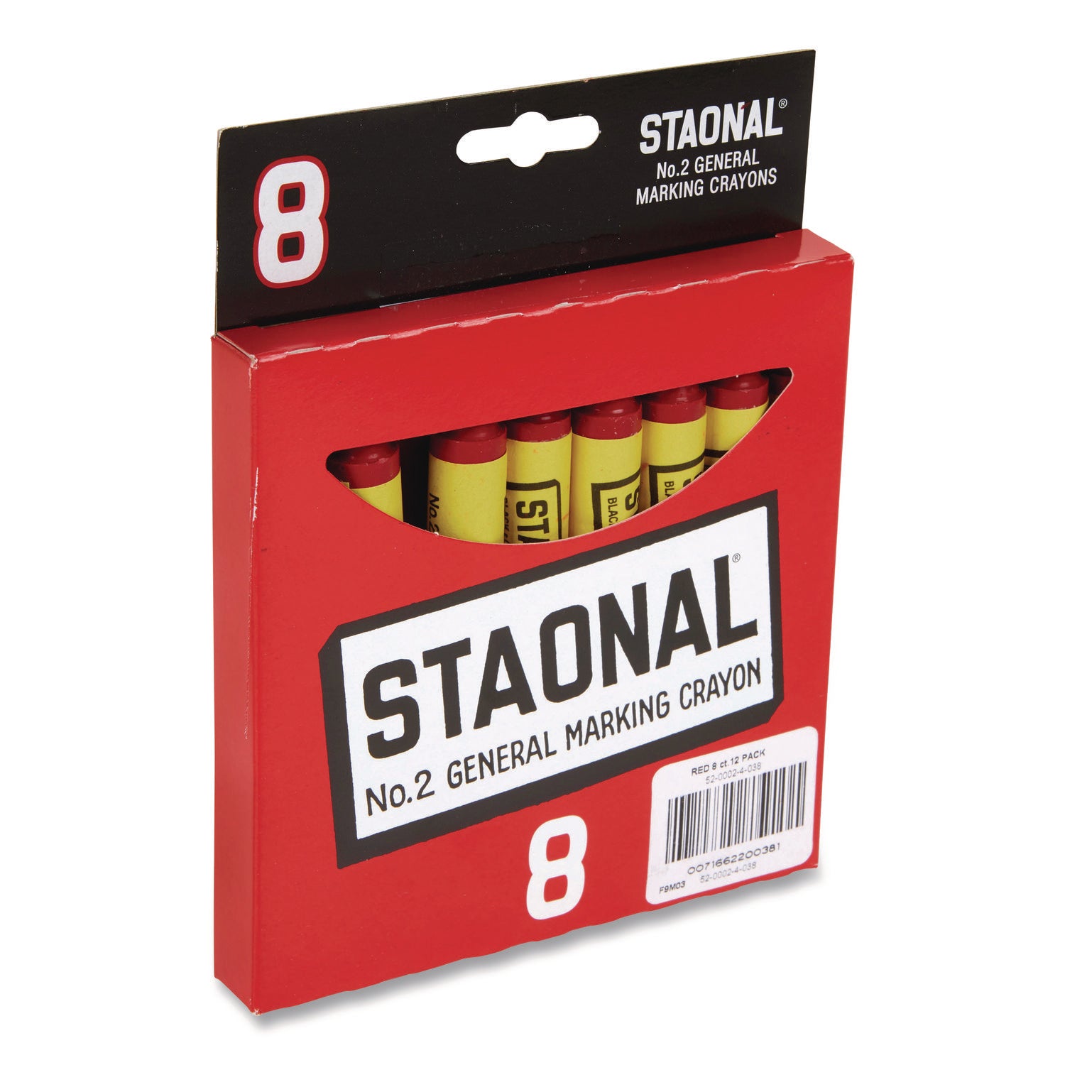 Staonal Marking Crayons, Red, 8/Box