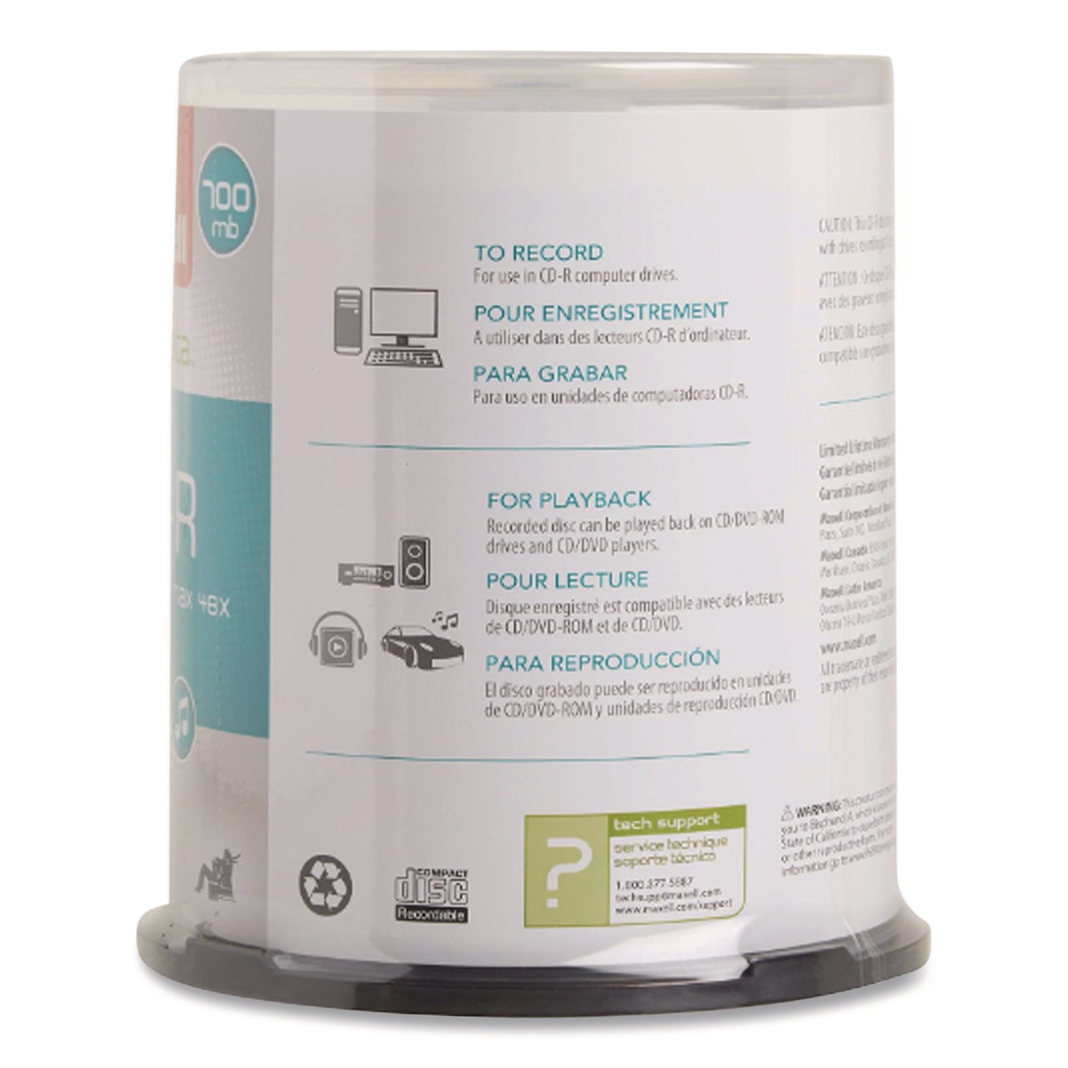 120mm - Single-layer Layers - Printable - Inkjet, Thermal Print Technology - 1.33 Hour Maximum Recording Time