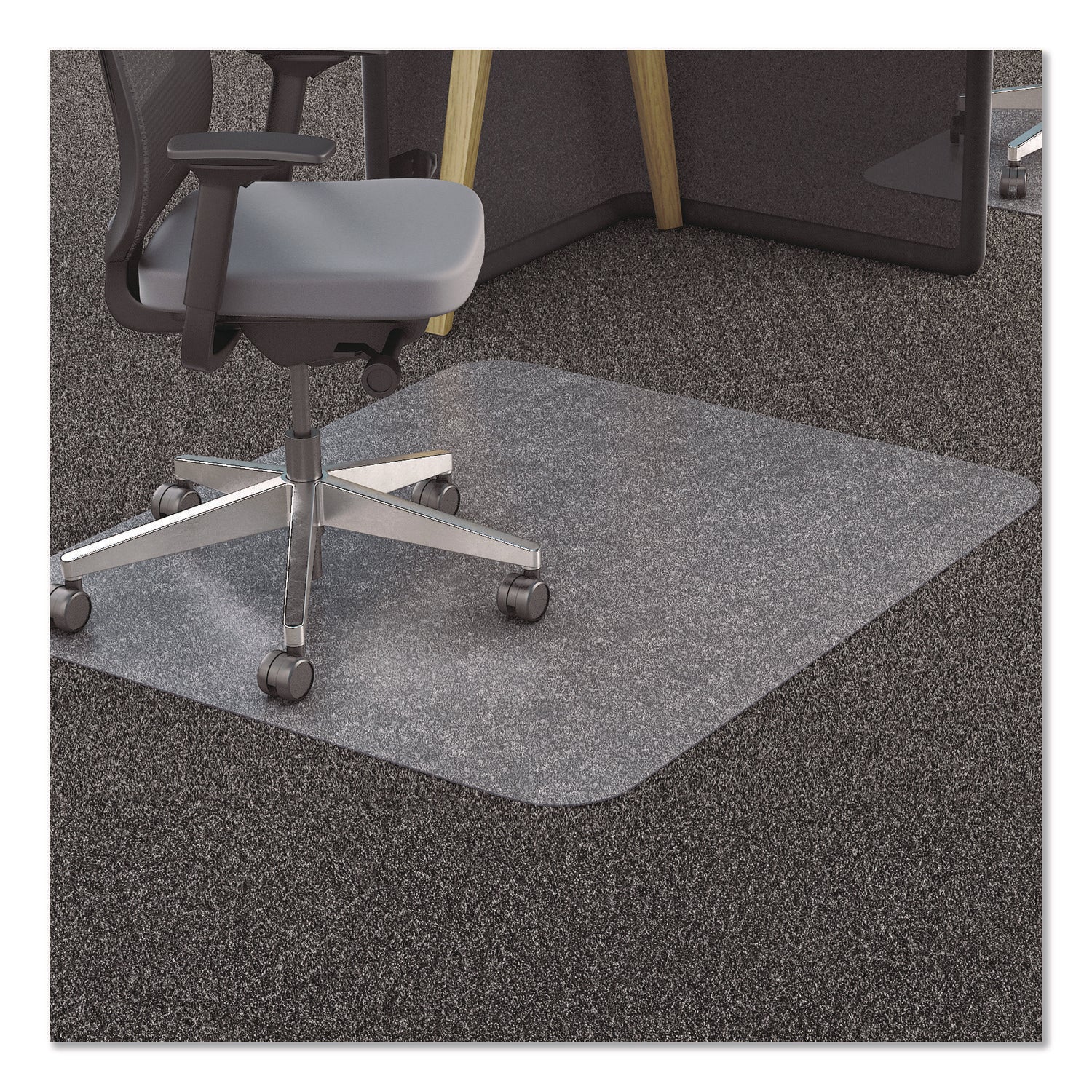 Deflecto EconoMat Chair Mat - Carpeted Floor - 48" Length x 36" Width x 0.063" Thickness - Rectangular - Polycarbonate - Clear - 1 Each