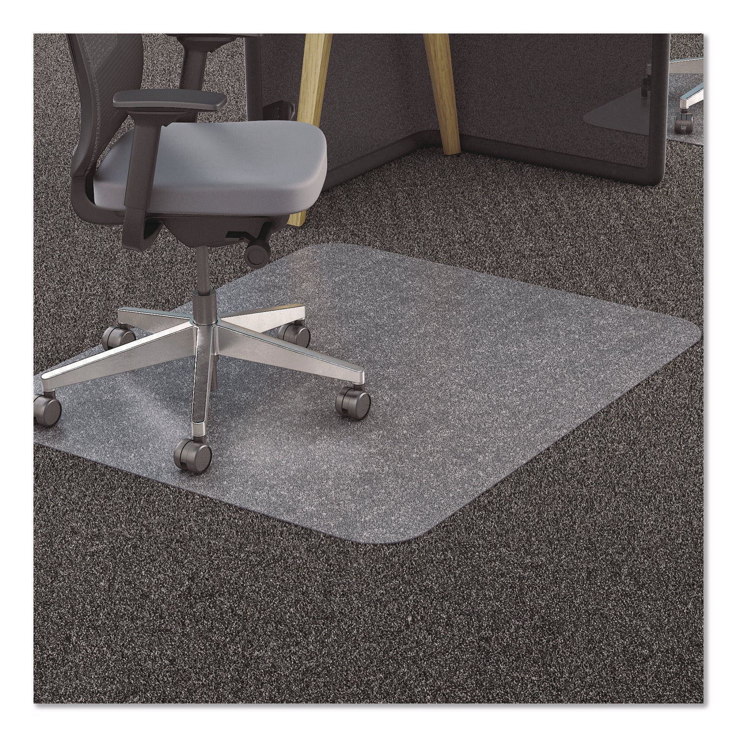 Deflecto EconoMat Chair Mat - Carpeted Floor - 60" Length x 46" Width x 0.063" Thickness - Rectangular - Polycarbonate - Clear - 1 Each