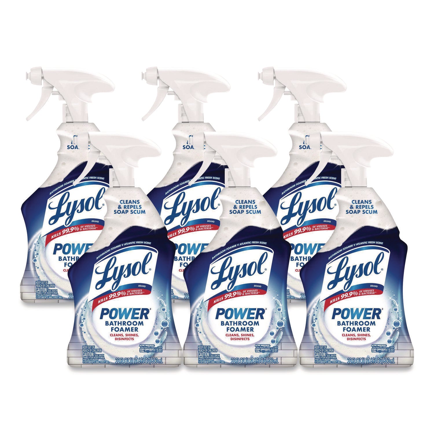 Lysol Bathroom Cleaner Spray, Unscented, 22 fl oz Spray Bottle, 6/Carton
