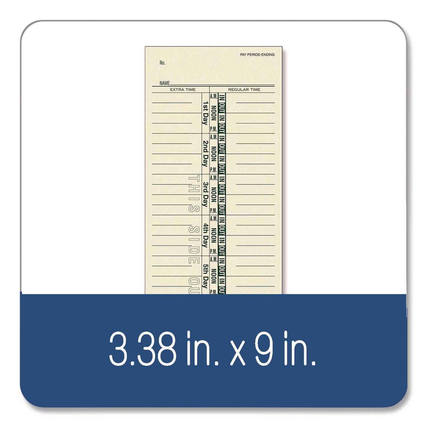 Time Cards for Acroprint, Amano and Lathem Time Clocks, One-Sided, 3.38" x 9", 200/Pack