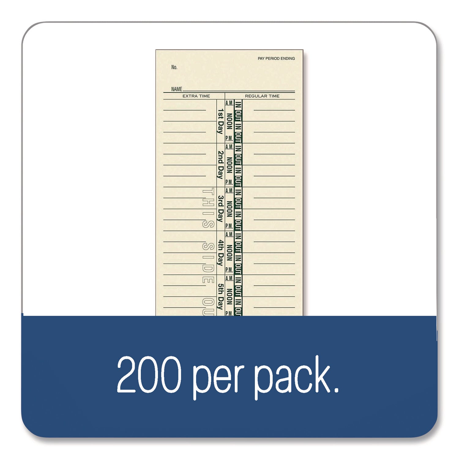 Time Cards for Acroprint, Amano and Lathem Time Clocks, One-Sided, 3.38" x 9", 200/Pack